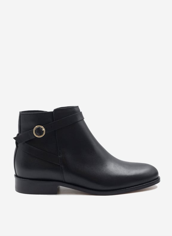 Bottines cavalières plates cuir lisse Noir by JULES & JENN JULES & JENN Bottines cavalières plates cuir lisse Noir