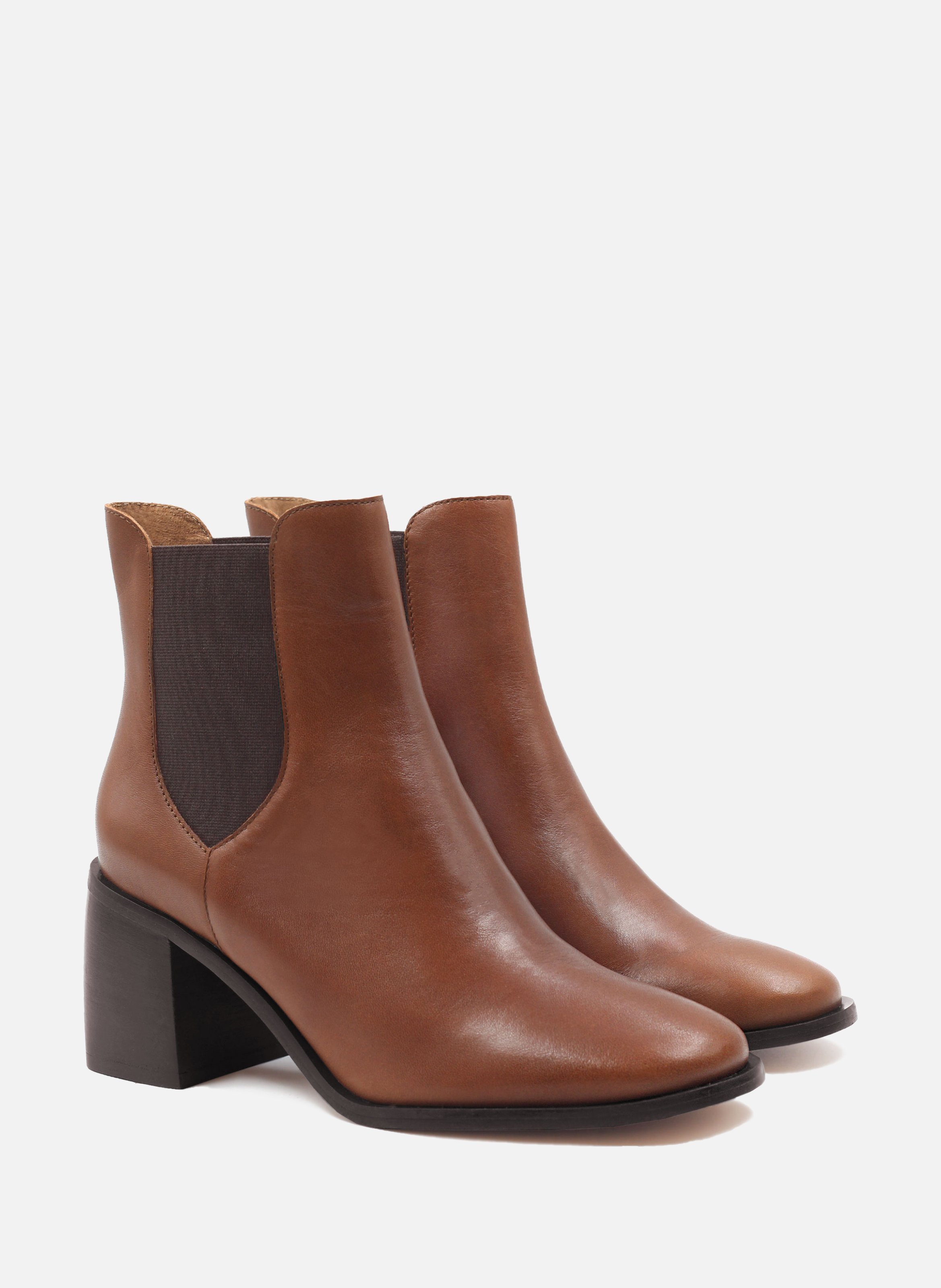 Bottines chelsea talon cuir lisse JULES & JENN Marron