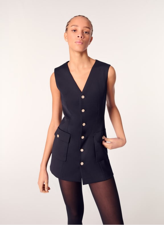 Robe cintrée col v Bleu by MAJE MAJE Robe cintrée col v Bleu