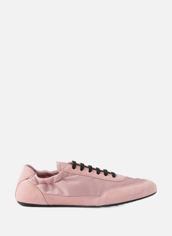 Sneakers collapse en re-nylon et veau velours Rose by PRADA PRADA Sneakers collapse en re-nylon et veau velours Rose