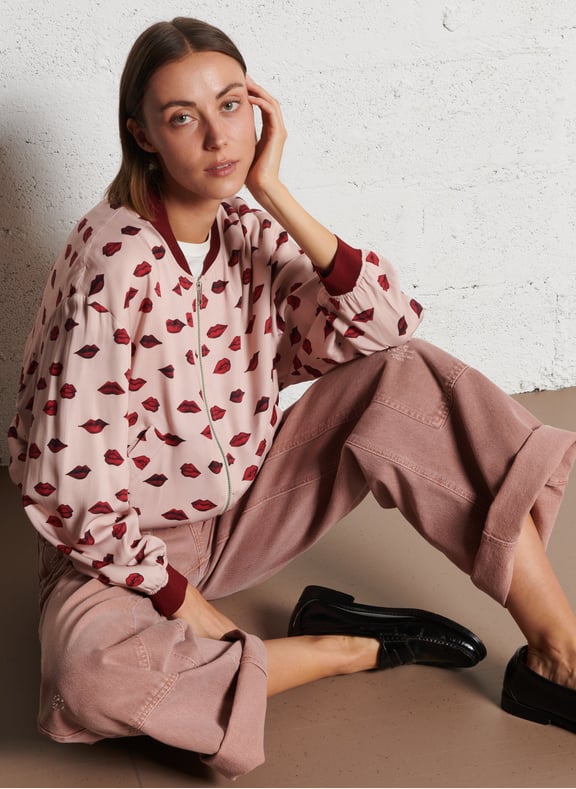 Blouson droit imprimé Rose by IKKS IKKS Blouson droit imprimé Rose
