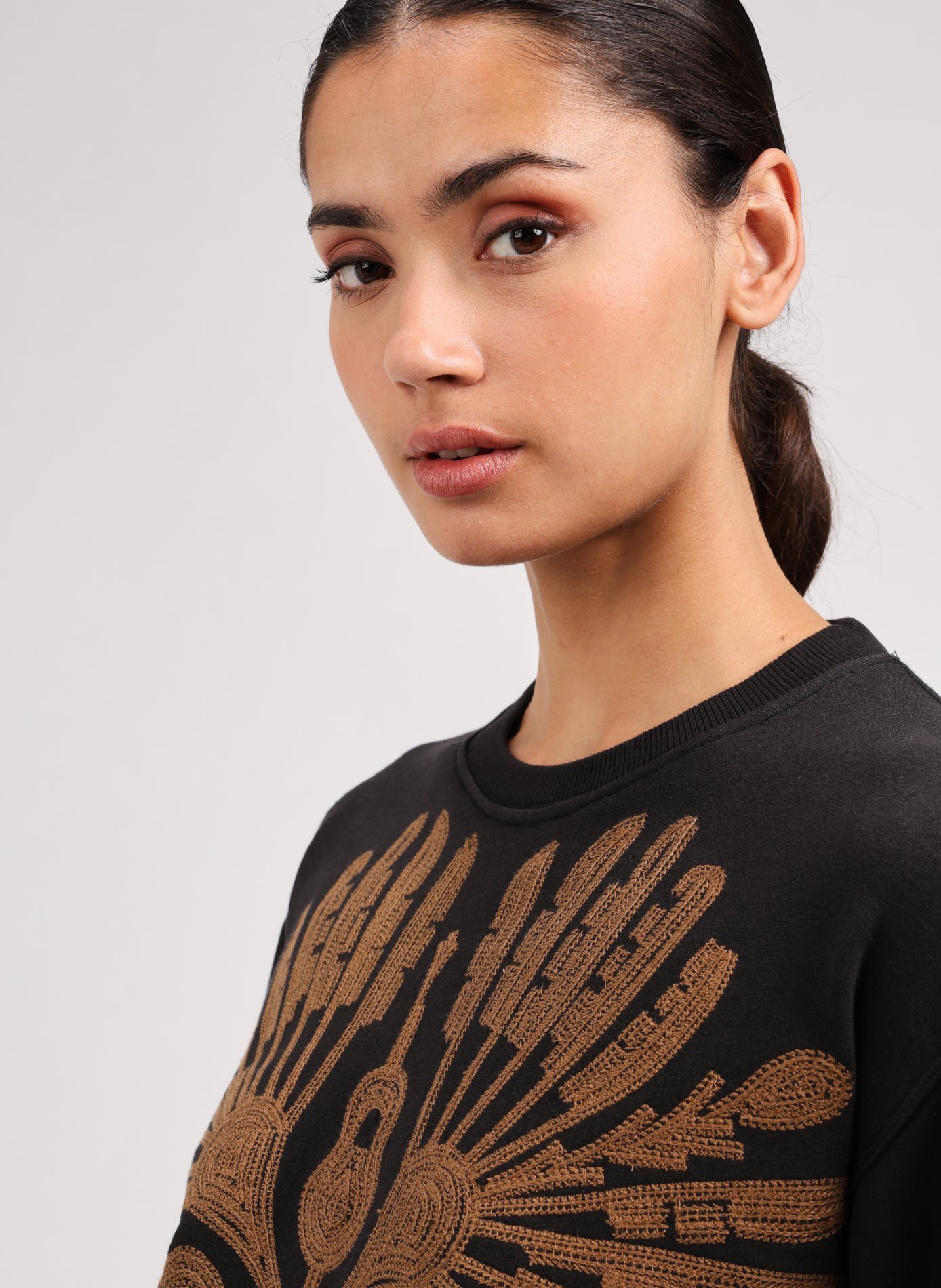 Short embroidered sweatshirt in mixed cotton LEON & HARPER Multicolour