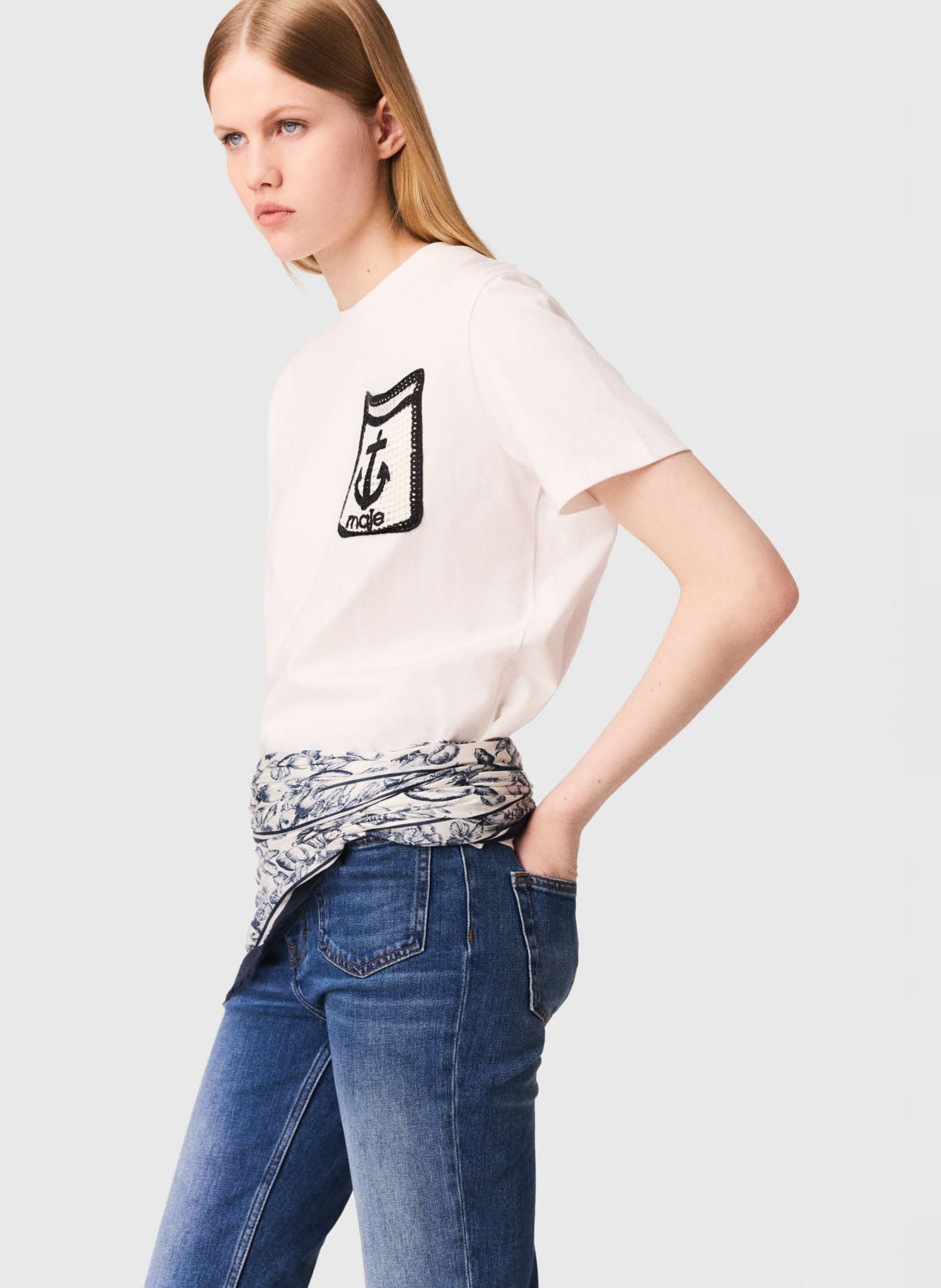 Tee-shirt col rond en coton Blanc