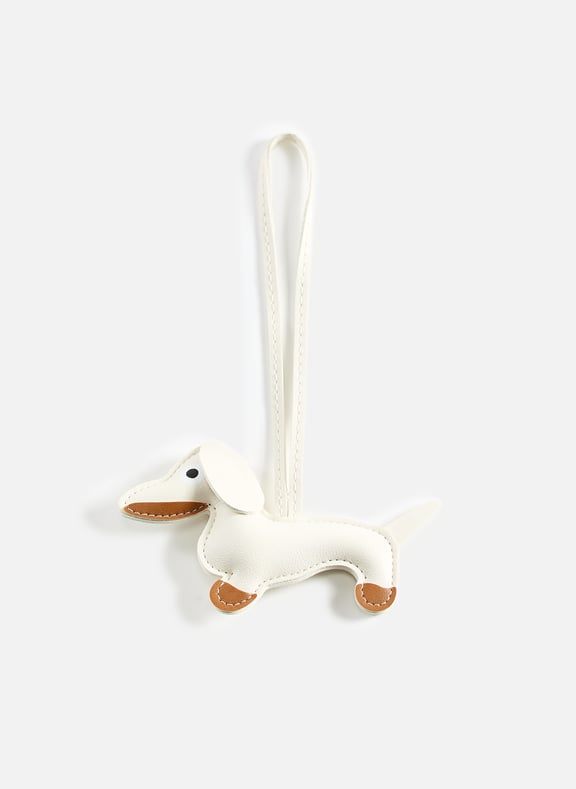 Dog-shaped leather keychain to attach White by AU PRINTEMPS PARIS AU PRINTEMPS PARIS Dog-shaped leather keychain to attach White