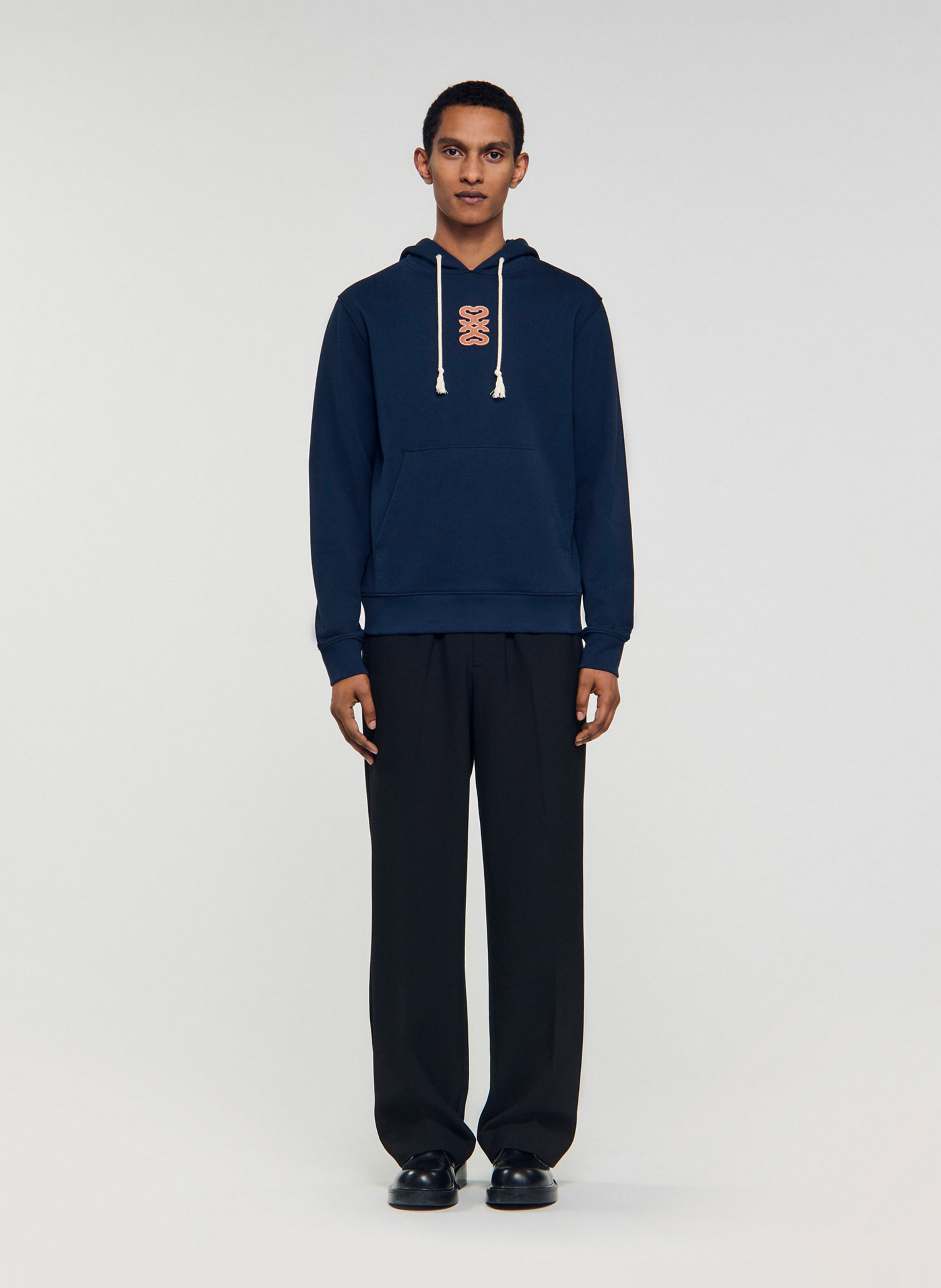 Sweat à capuche en coton SANDRO Bleu