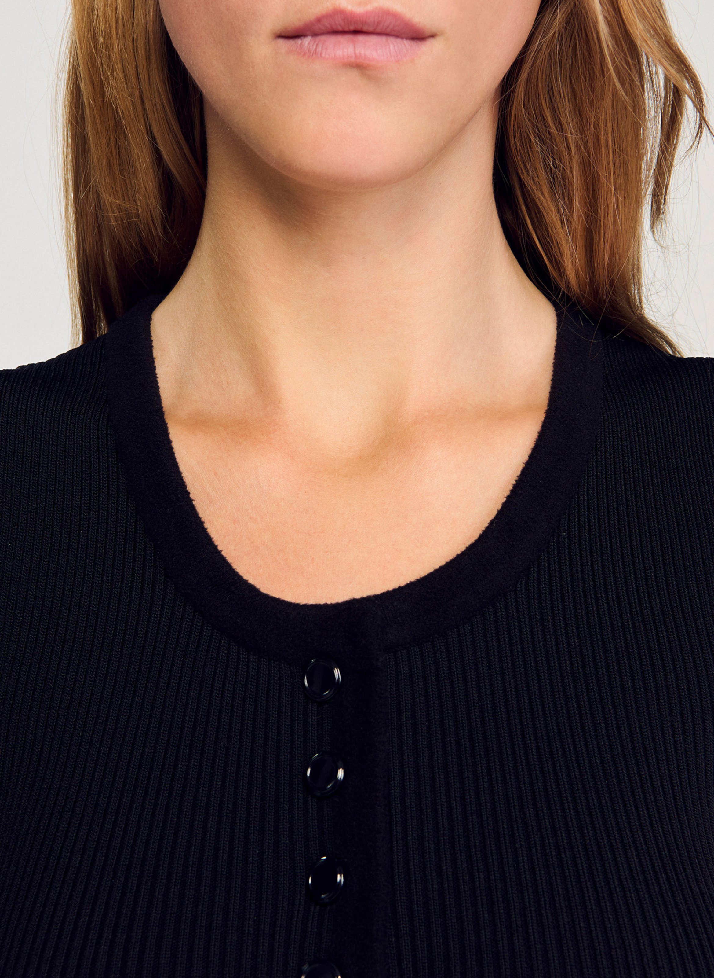 Robe courte moulante col rond SANDRO Noir