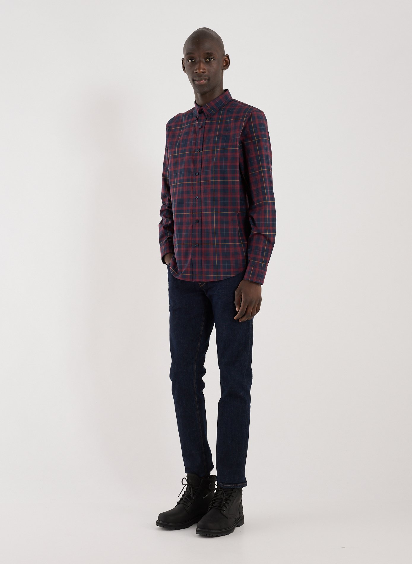Slim-fit cotton check shirt TIMBERLAND Red