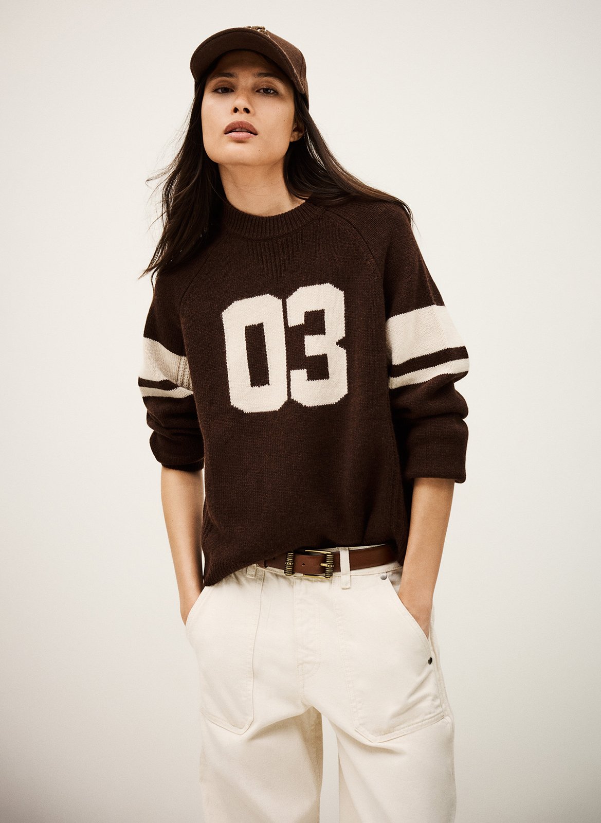 Pull droit col rond en cachemire cobe BA&SH Marron