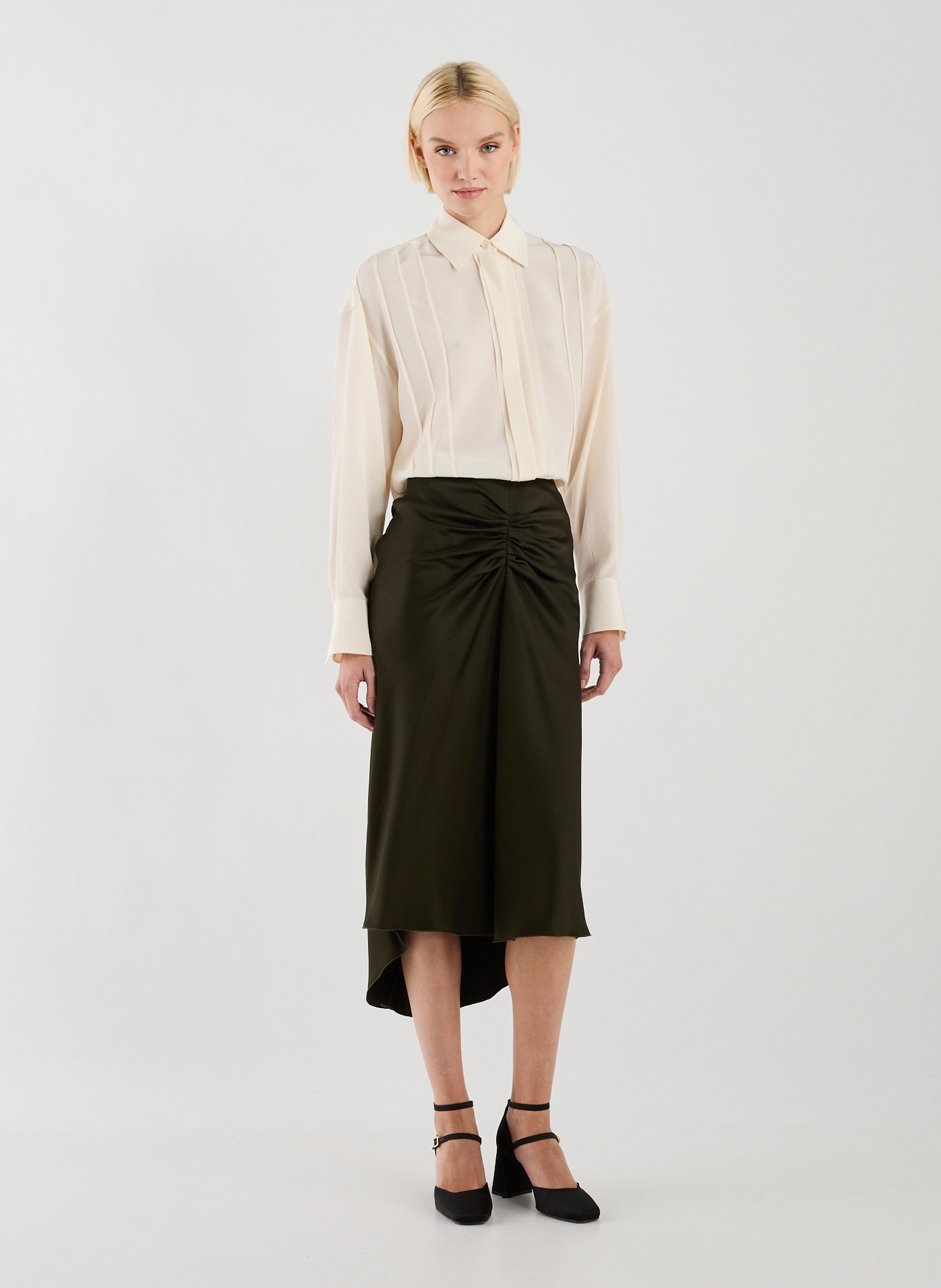 Ruffled silk Blouse VICTORIA BECKHAM Beige