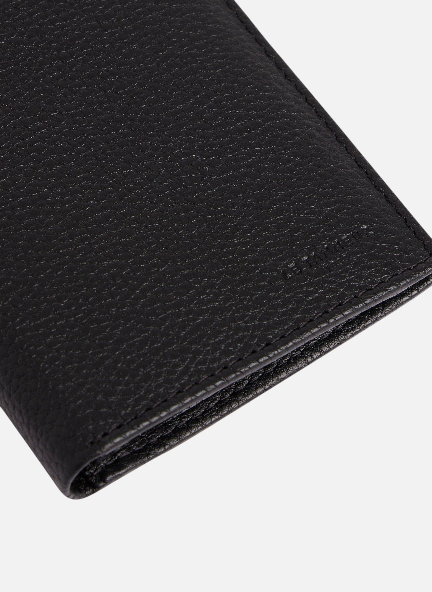Portefeuille moyen modèle vertical zippé 2 volets charles en cuir grainé LE TANNEUR Noir