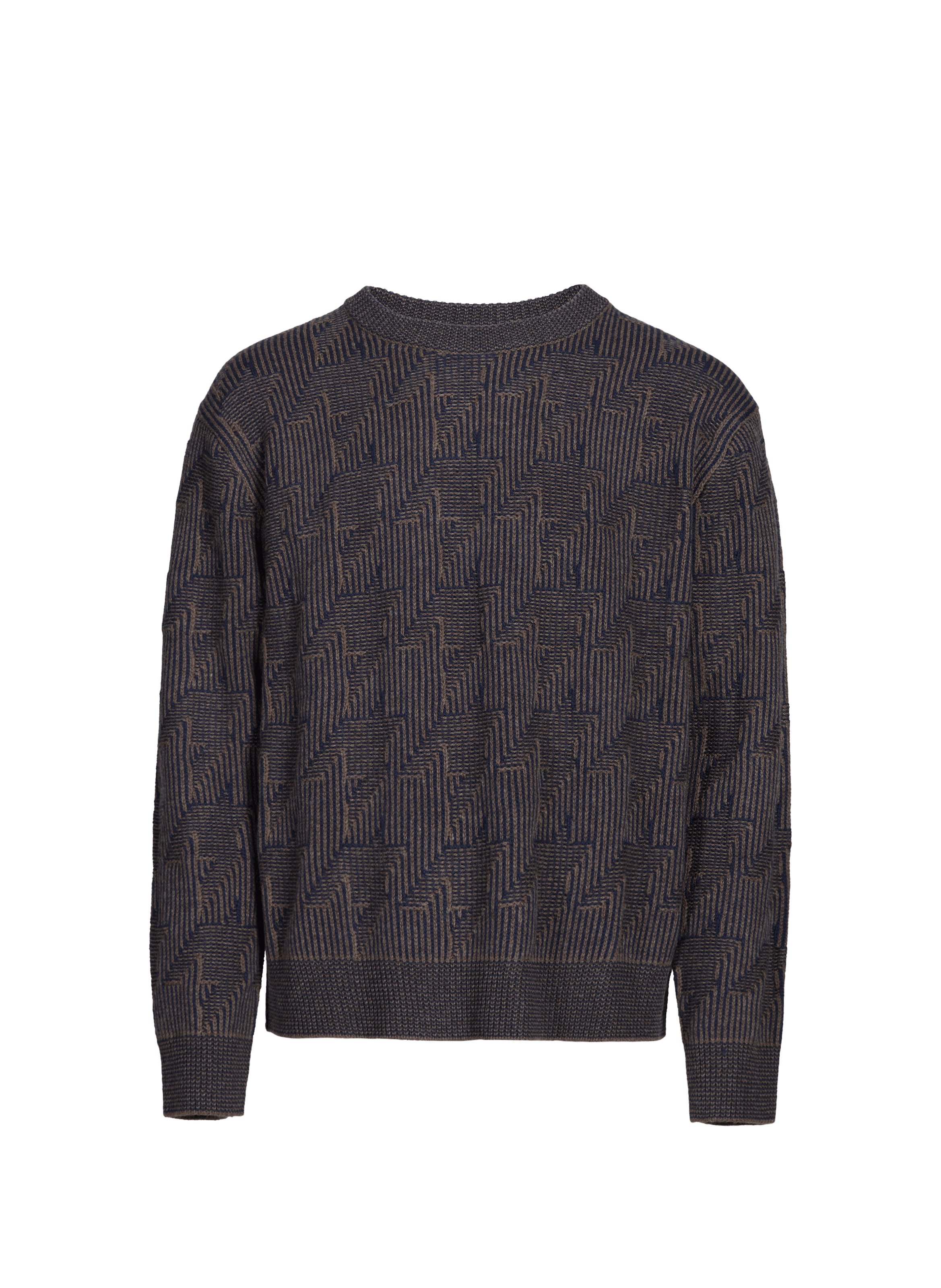 Round-neck Merino wool sweater with patterns PAUL SMITH Brown