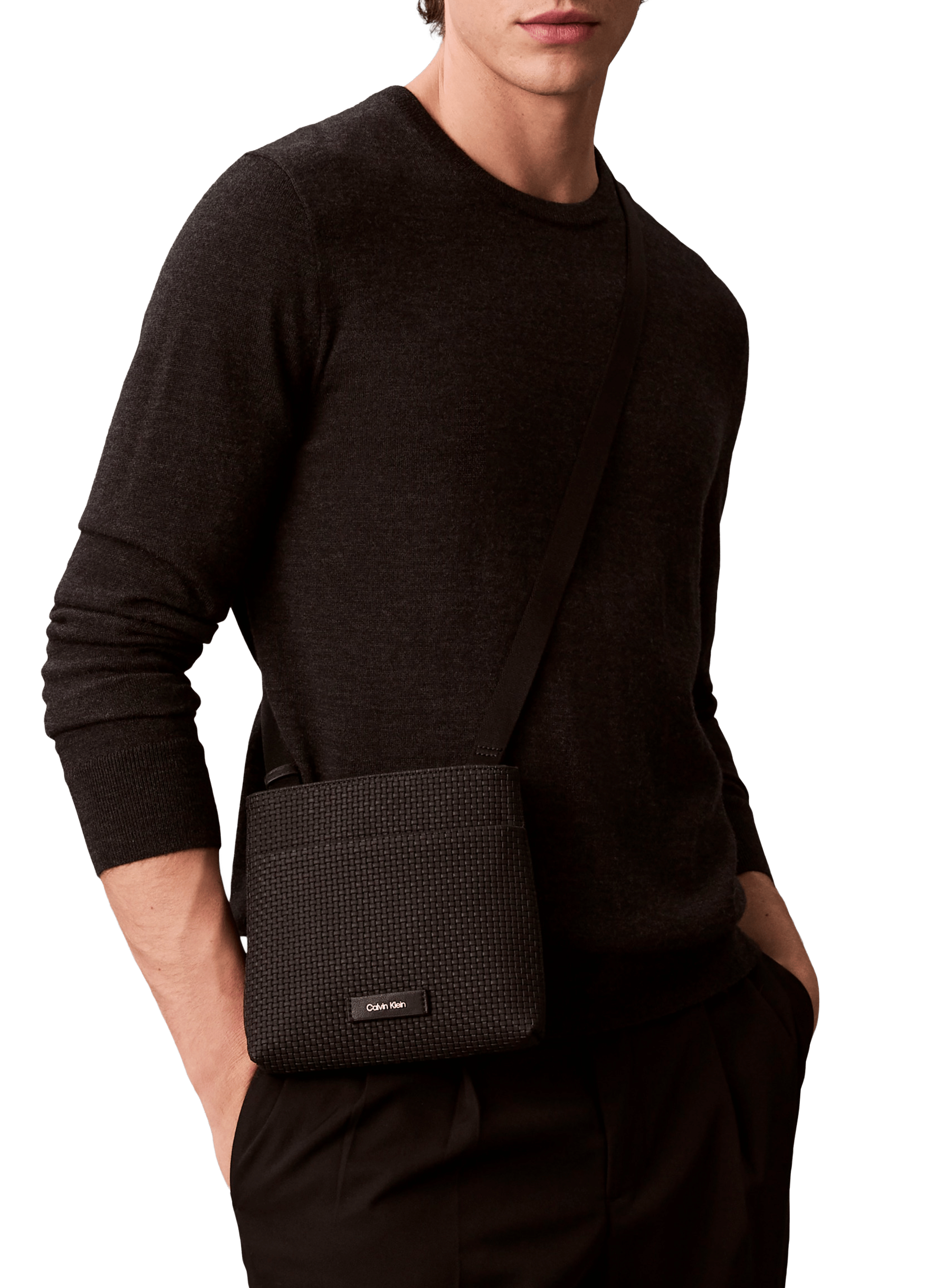 Sacoche bandoulière effet cuir texturé CALVIN KLEIN Noir