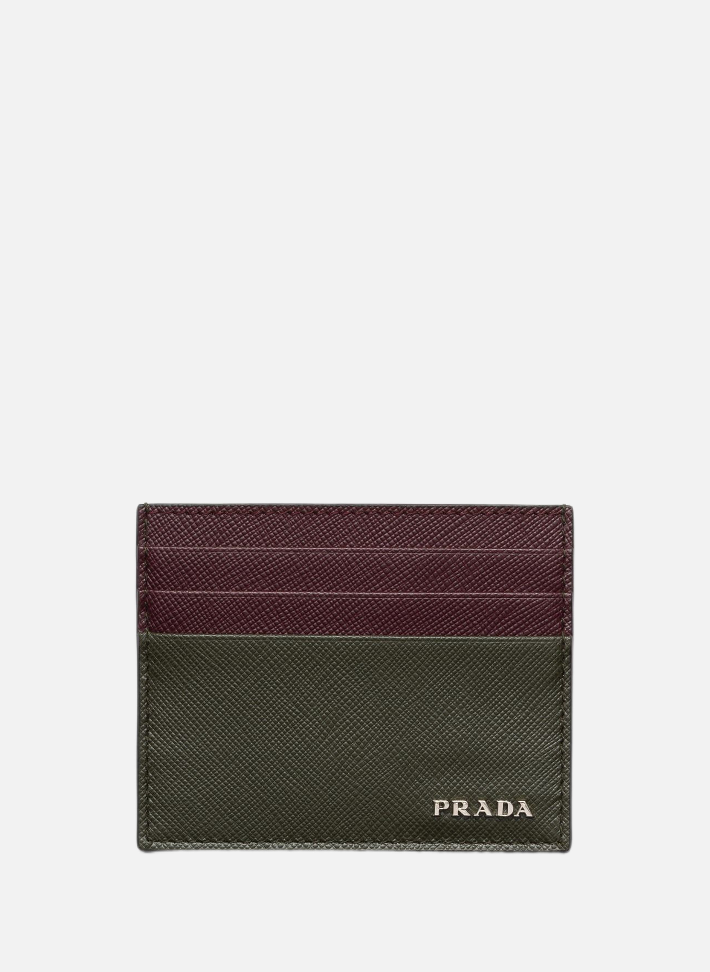 Porte-cartes en cuir saffiano PRADA Vert