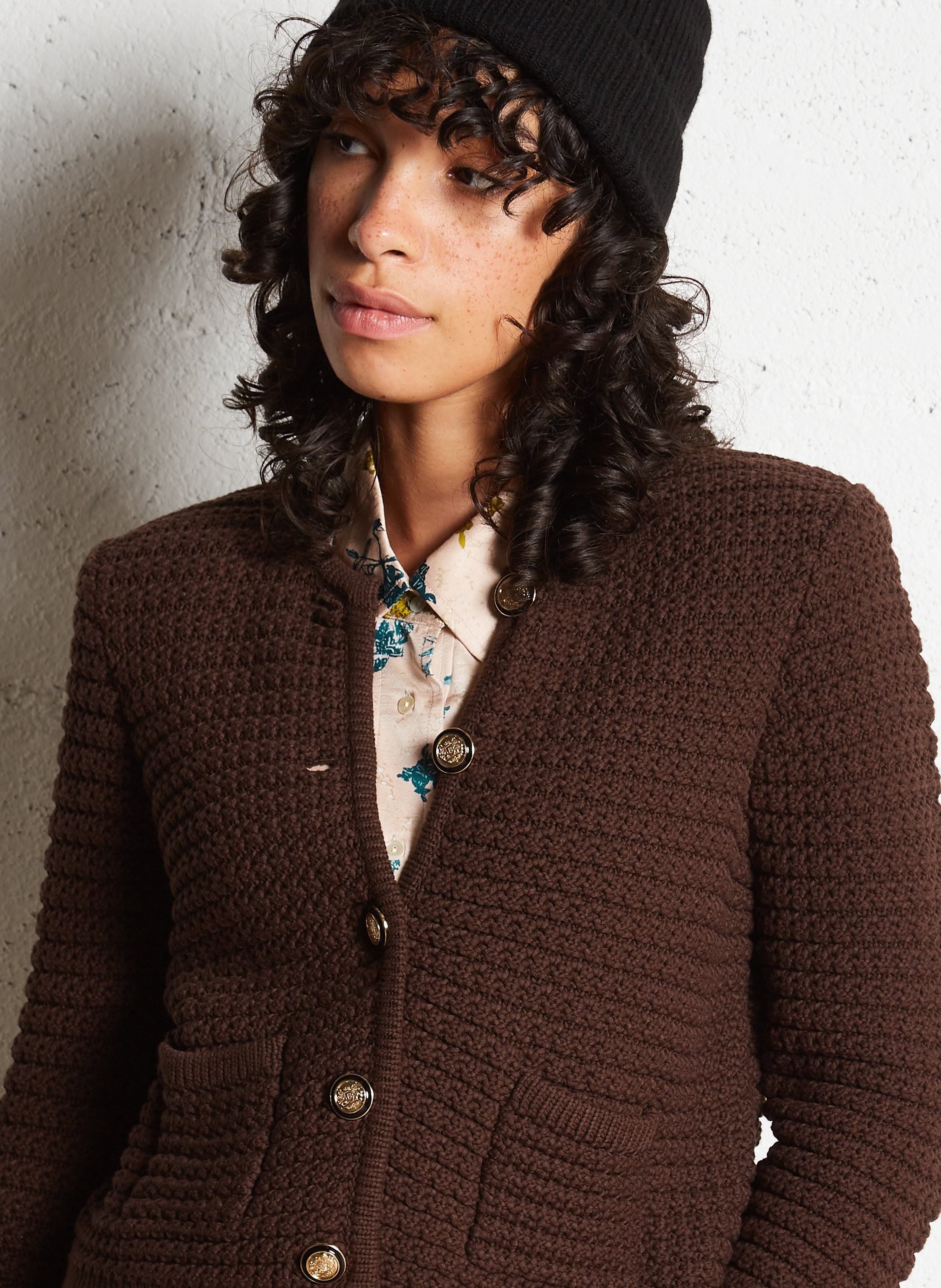 Gilet manches longues en coton mélangé gaspard BA&SH Marron