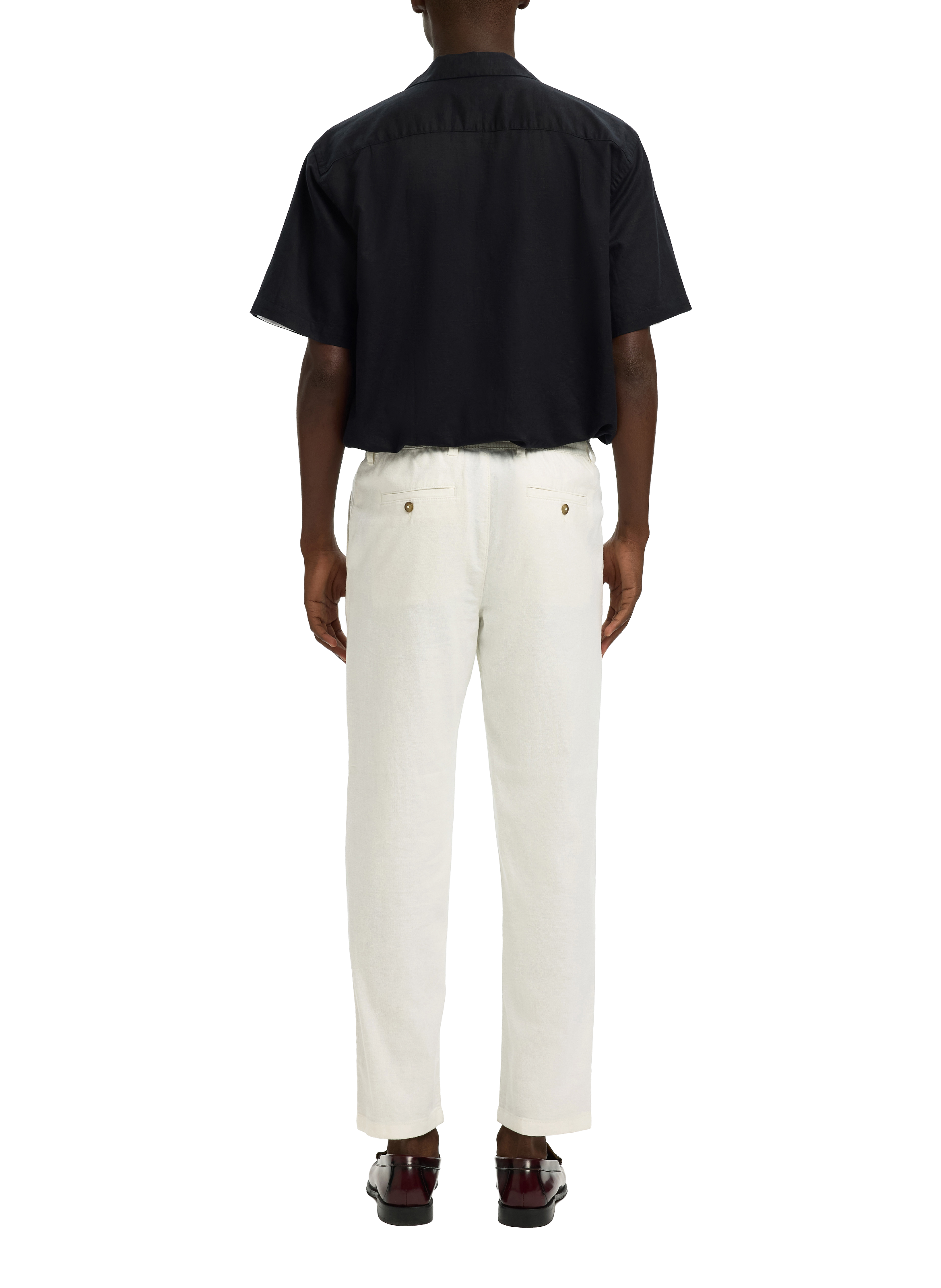 Pantalon en coton et lin SELECTED Bleu