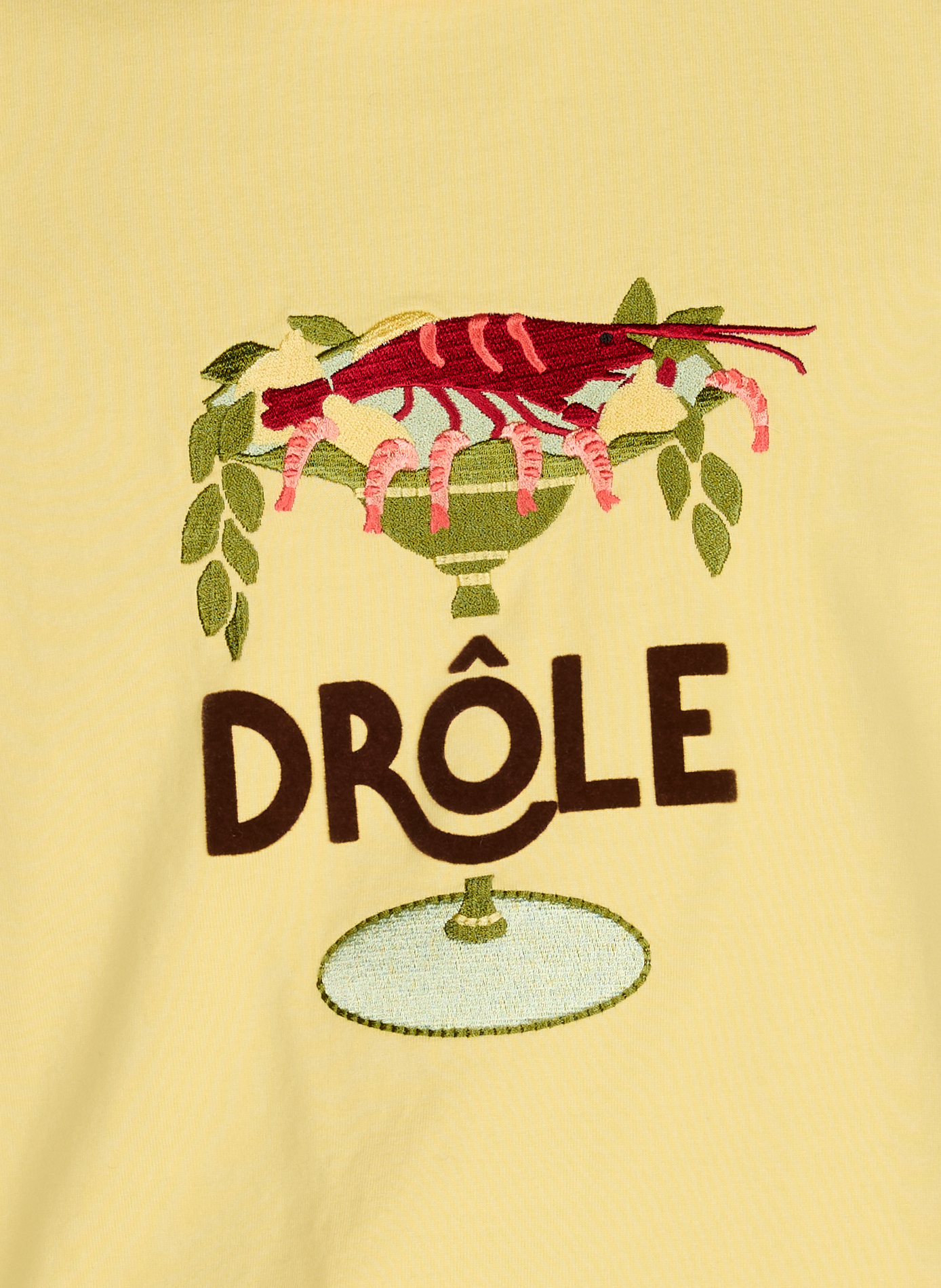 Embroidered round neck cotton T-shirt DROLE DE MONSIEUR Yellow