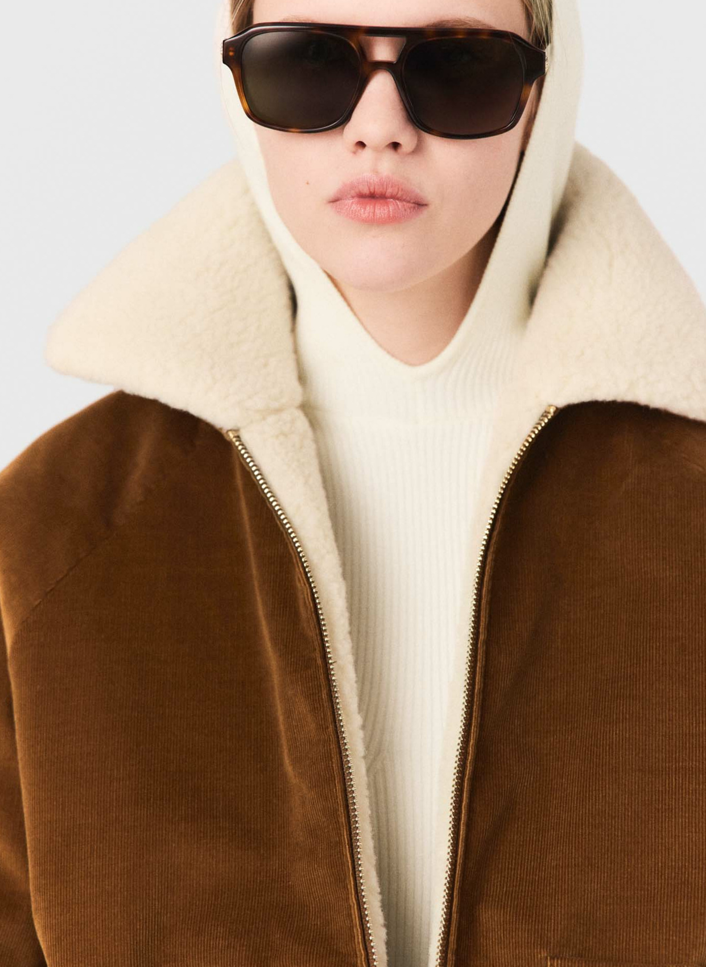 Veste courte droite zippée MAJE Beige