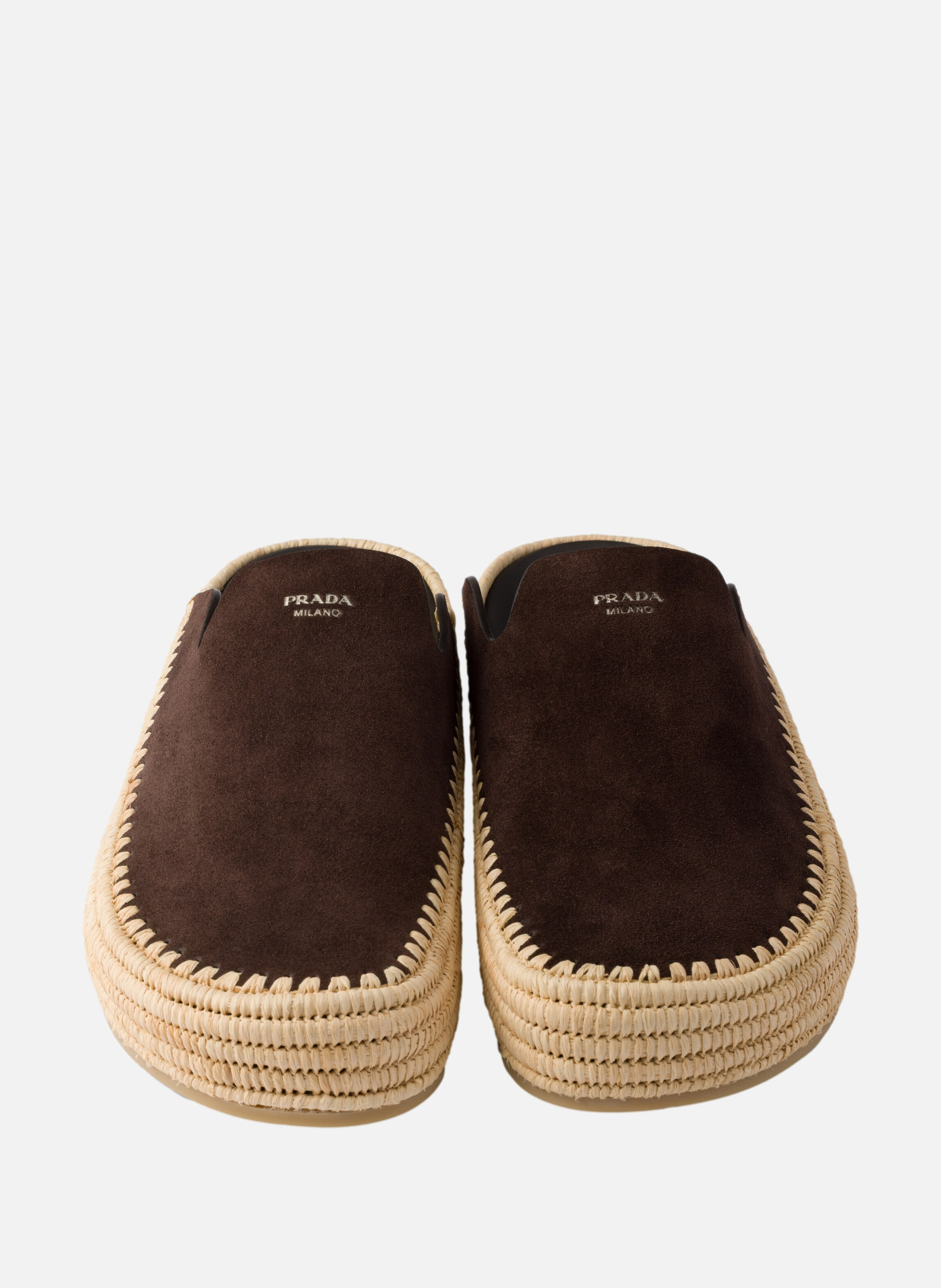 Mules en veau velours PRADA Marron