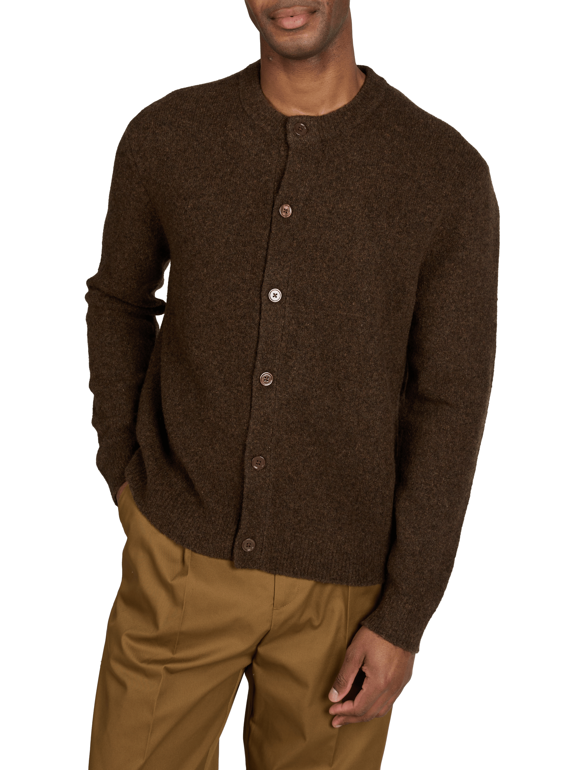 Round neck wool blend cardigan Brown NN.07