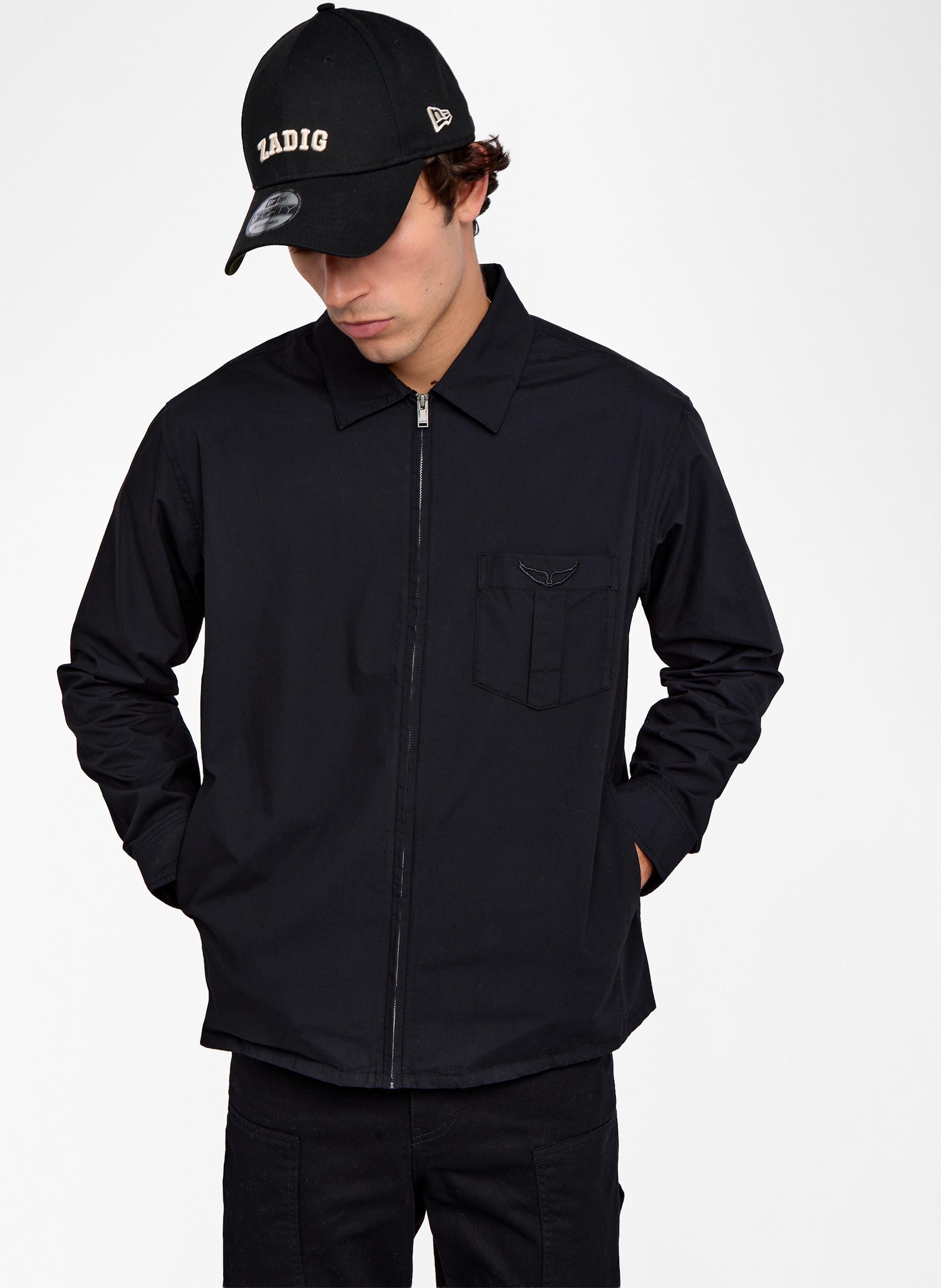 Veste droite zippée unie en coton suzy ZADIG&VOLTAIRE Noir