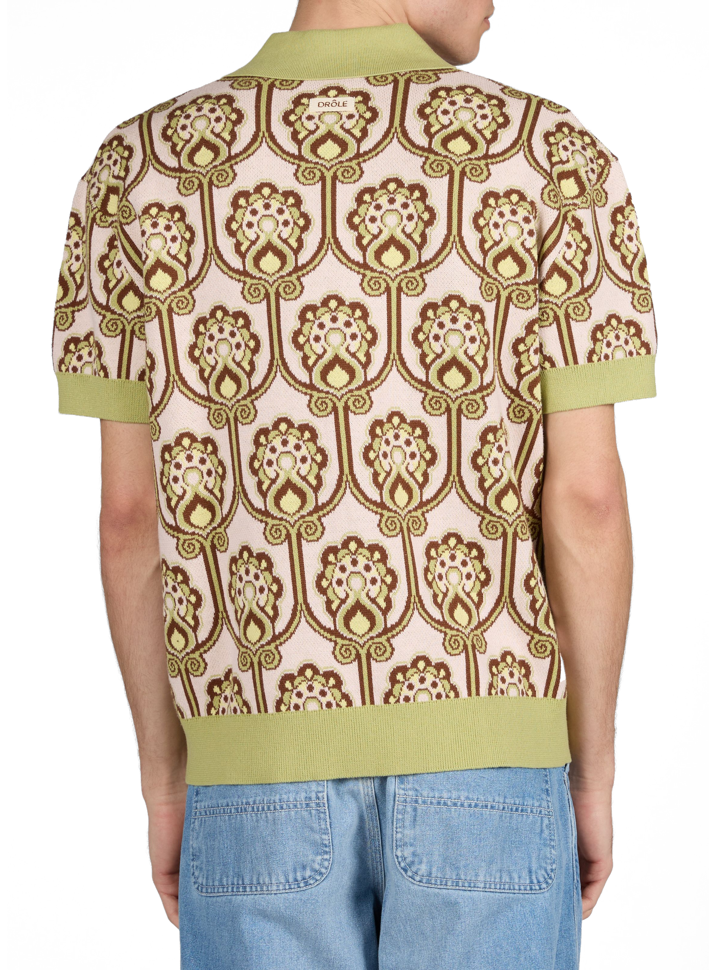 Short-sleeve printed cotton Polo shirt  DROLE DE MONSIEUR Pink