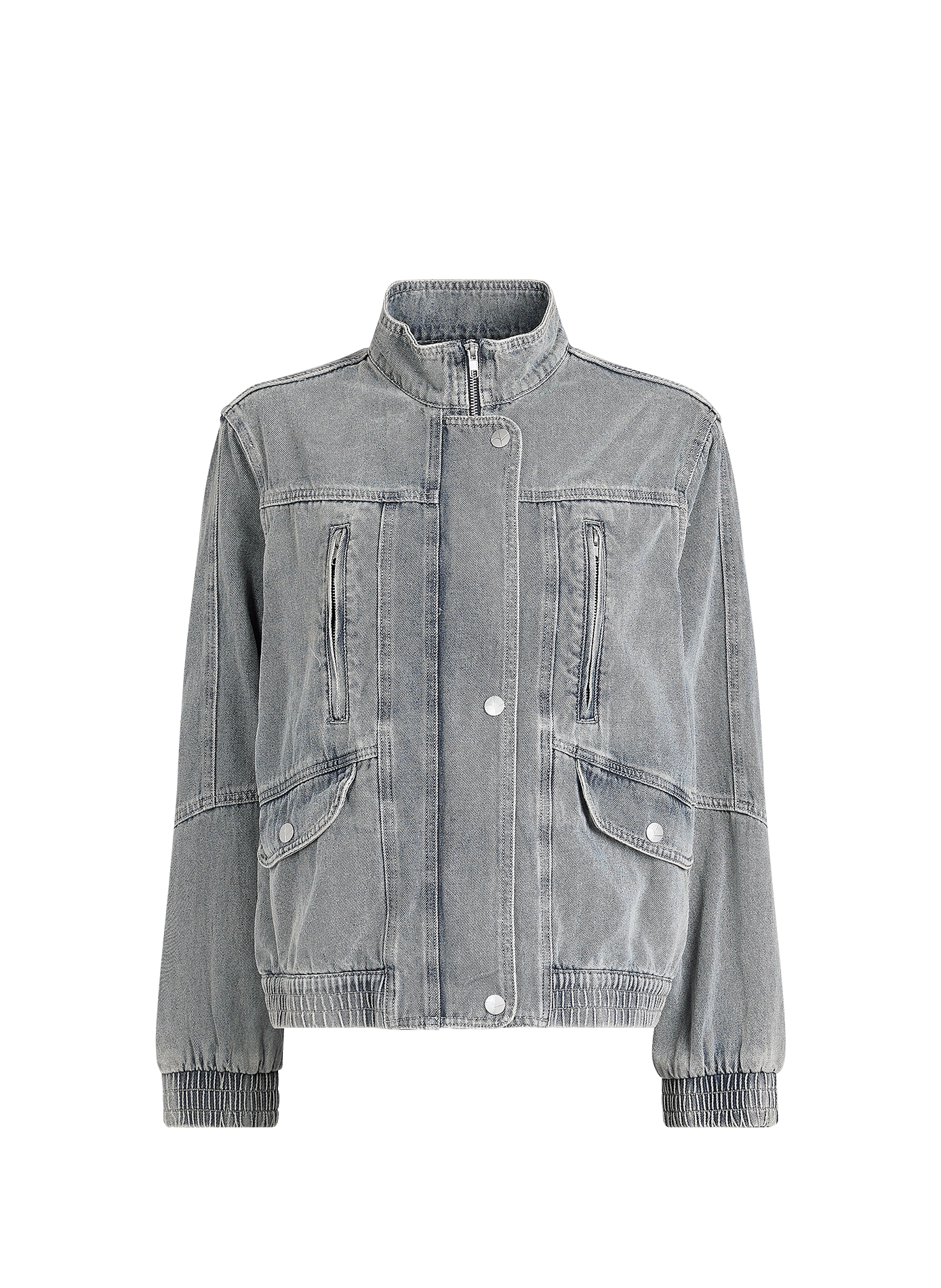 Veste à col montant en denim de coton ROUGE EDIT Bleu