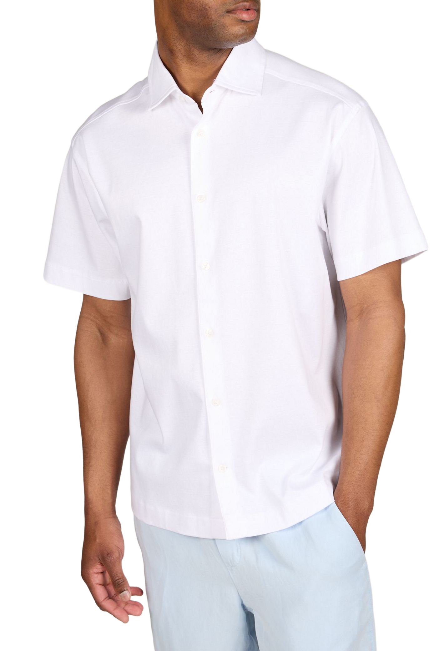Solid short-sleeve cotton shirt STRELLSON White