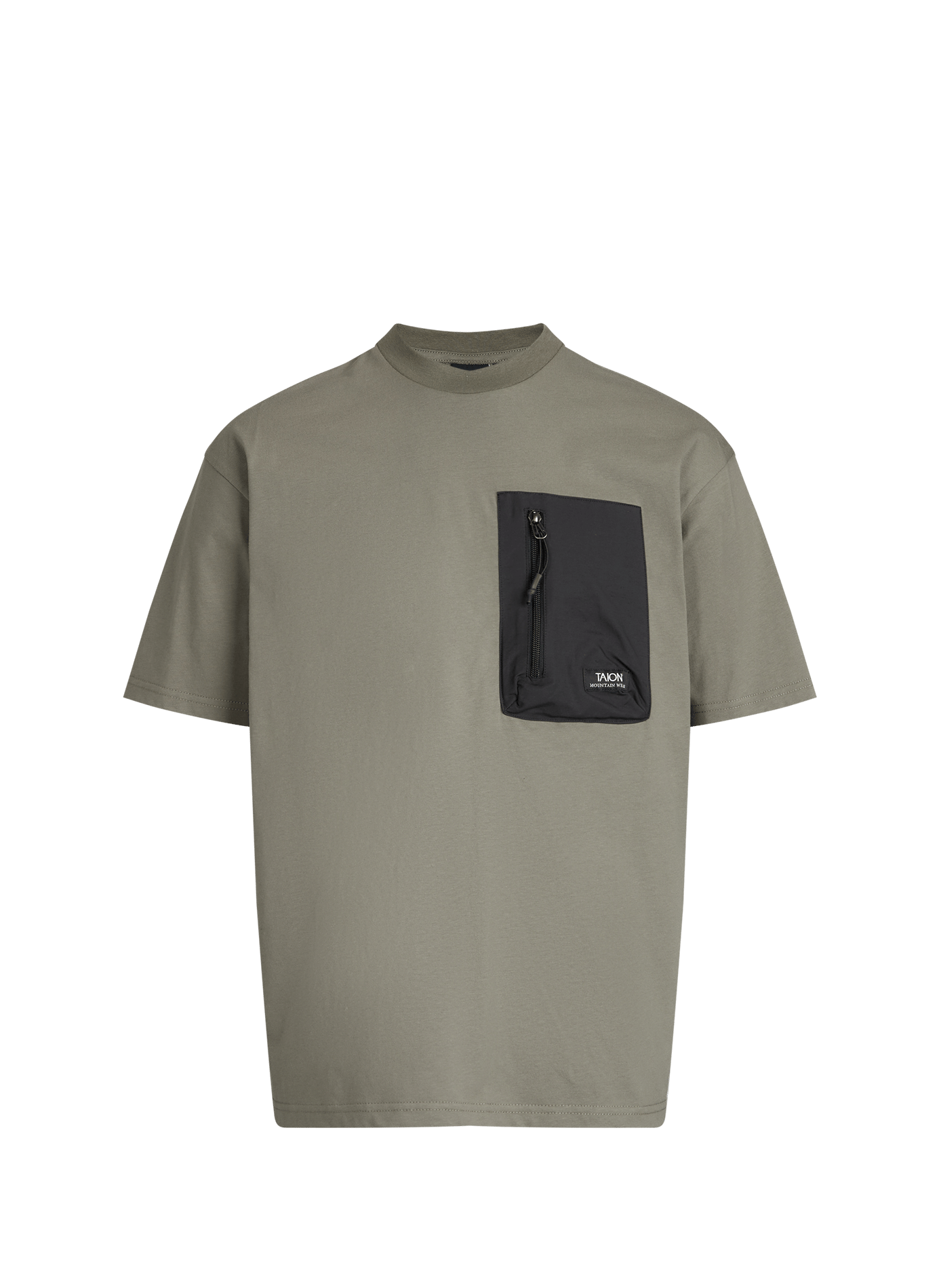 T-shirt with zippered chest pocket in cotton TAION Green