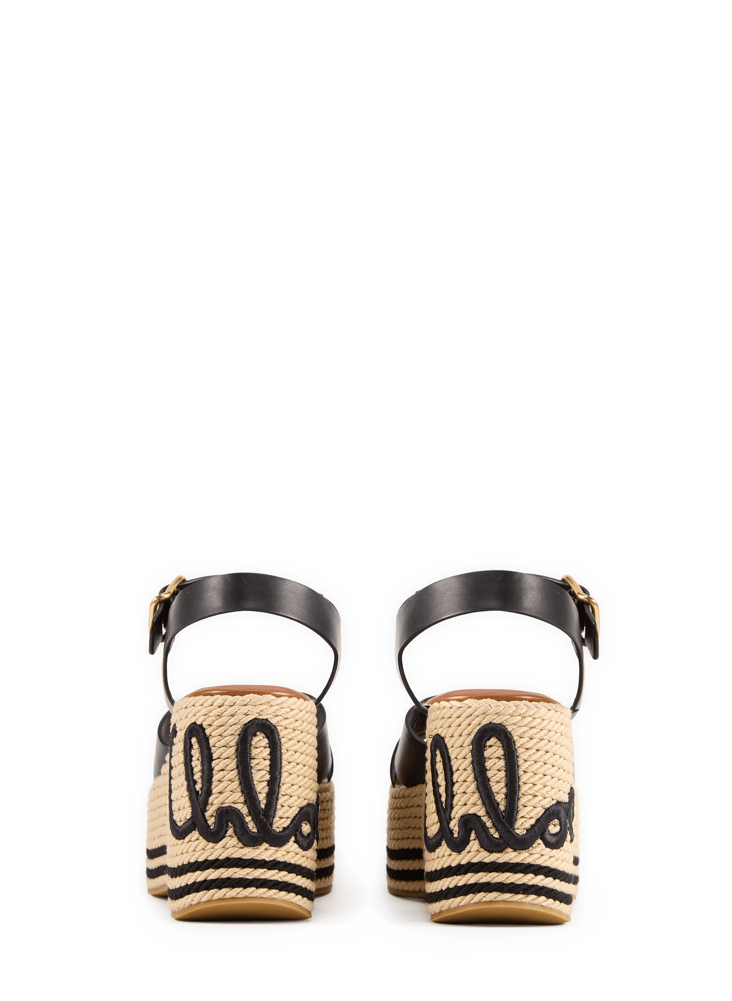 Sandales à talon Chloé Sand en coton et cuir CHLOÉ Noir