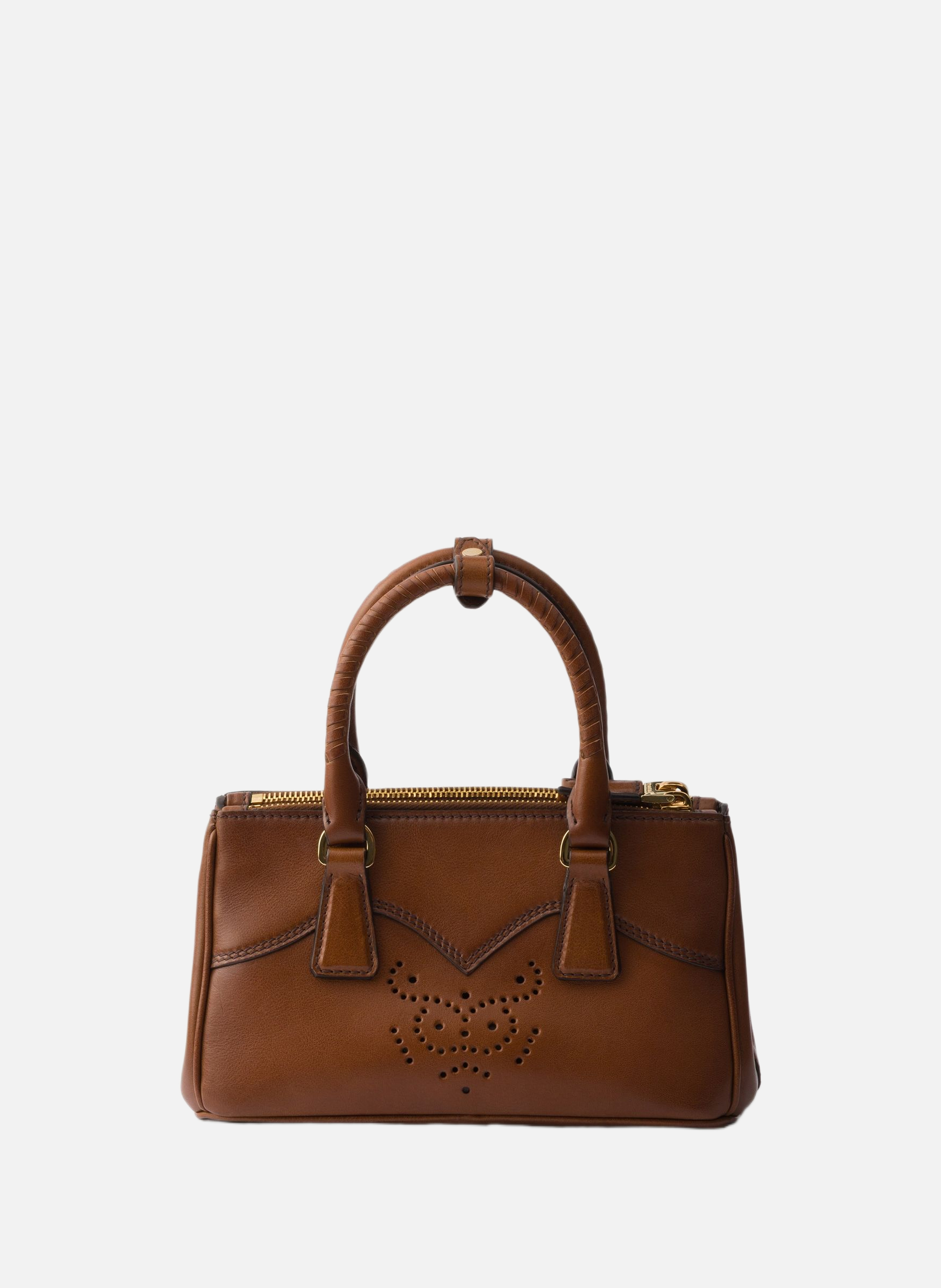 Mini sac prada galleria en cuir PRADA Marron