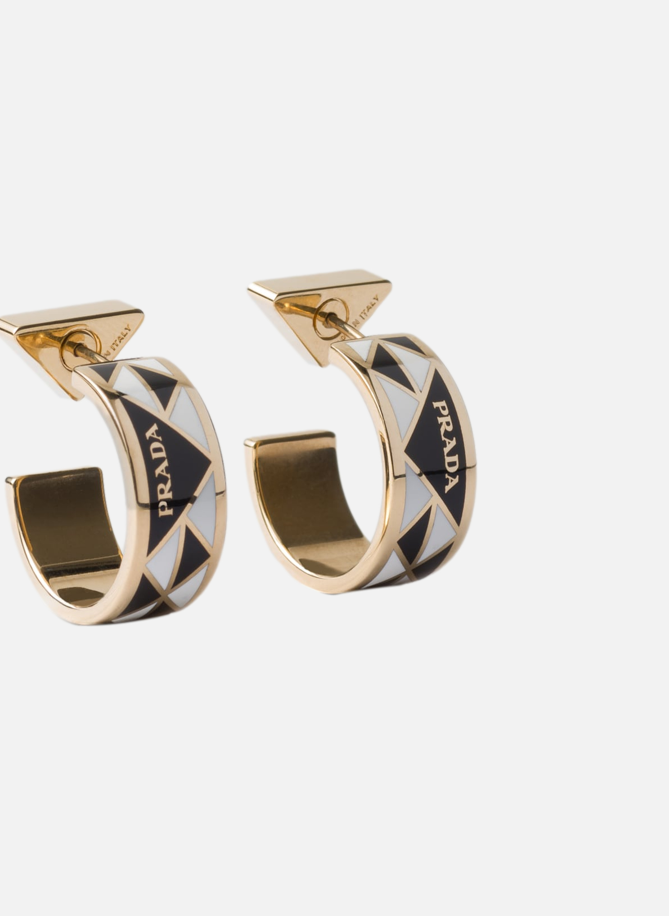 Boucles d’oreilles en métal émaillé PRADA Noir