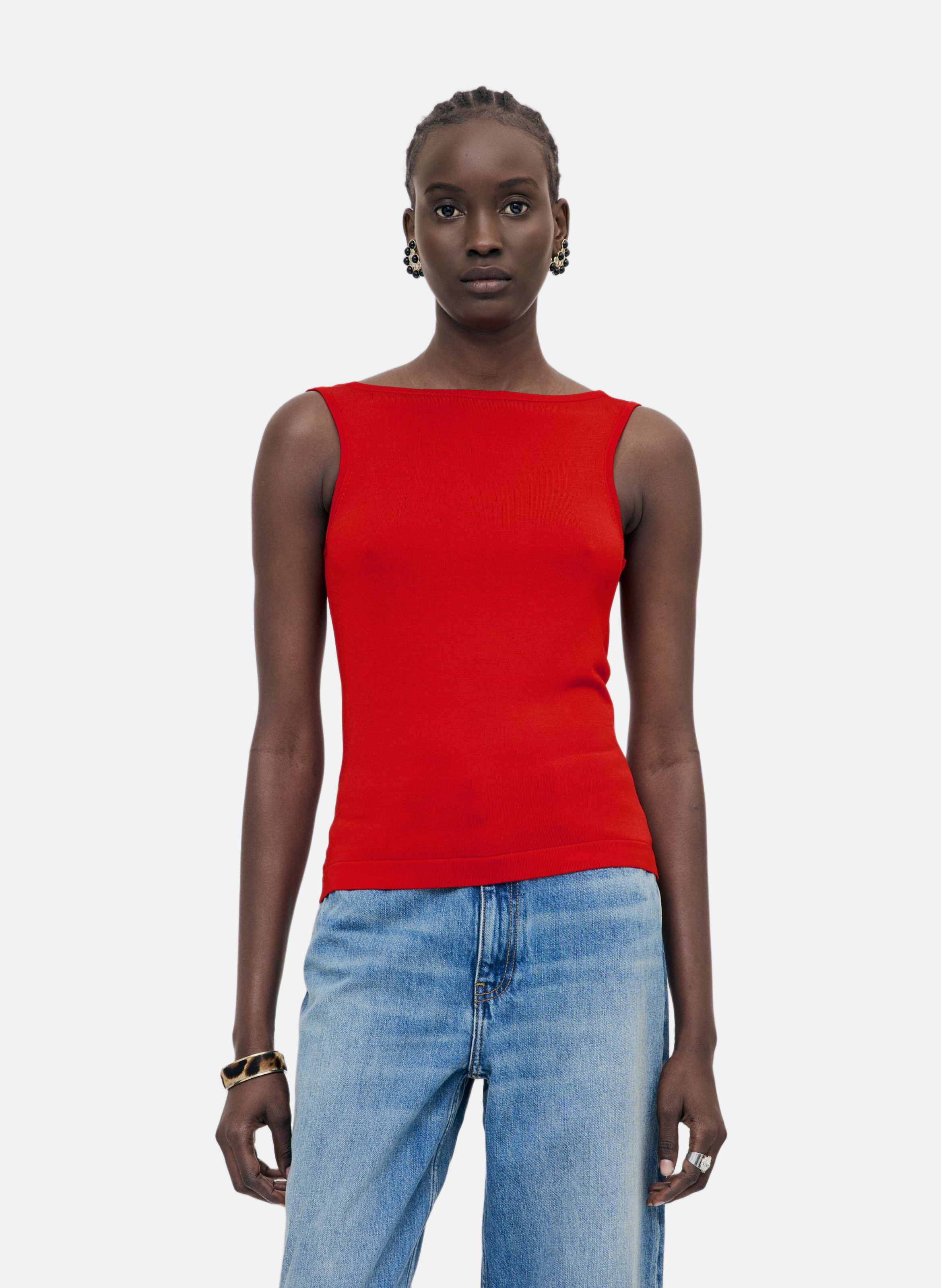 Top en maille avec chaînes THE KOOPLES Rouge