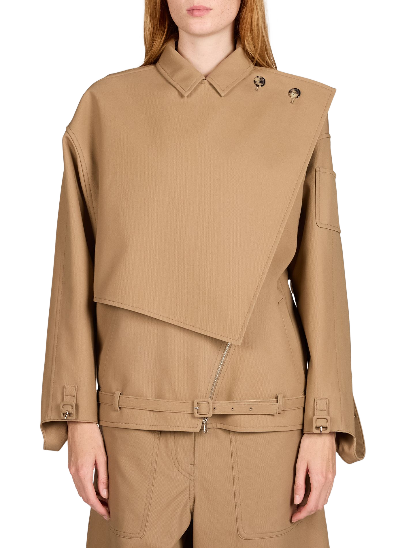 Short cotton oblique trench coat COURRÈGES Beige