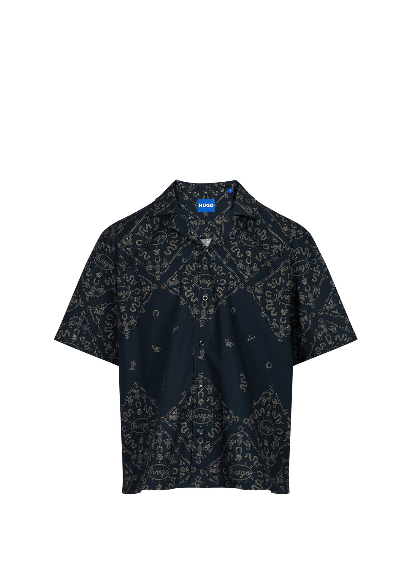 Chemise rayée coupe courte en coton HUGO BLUE Bleu