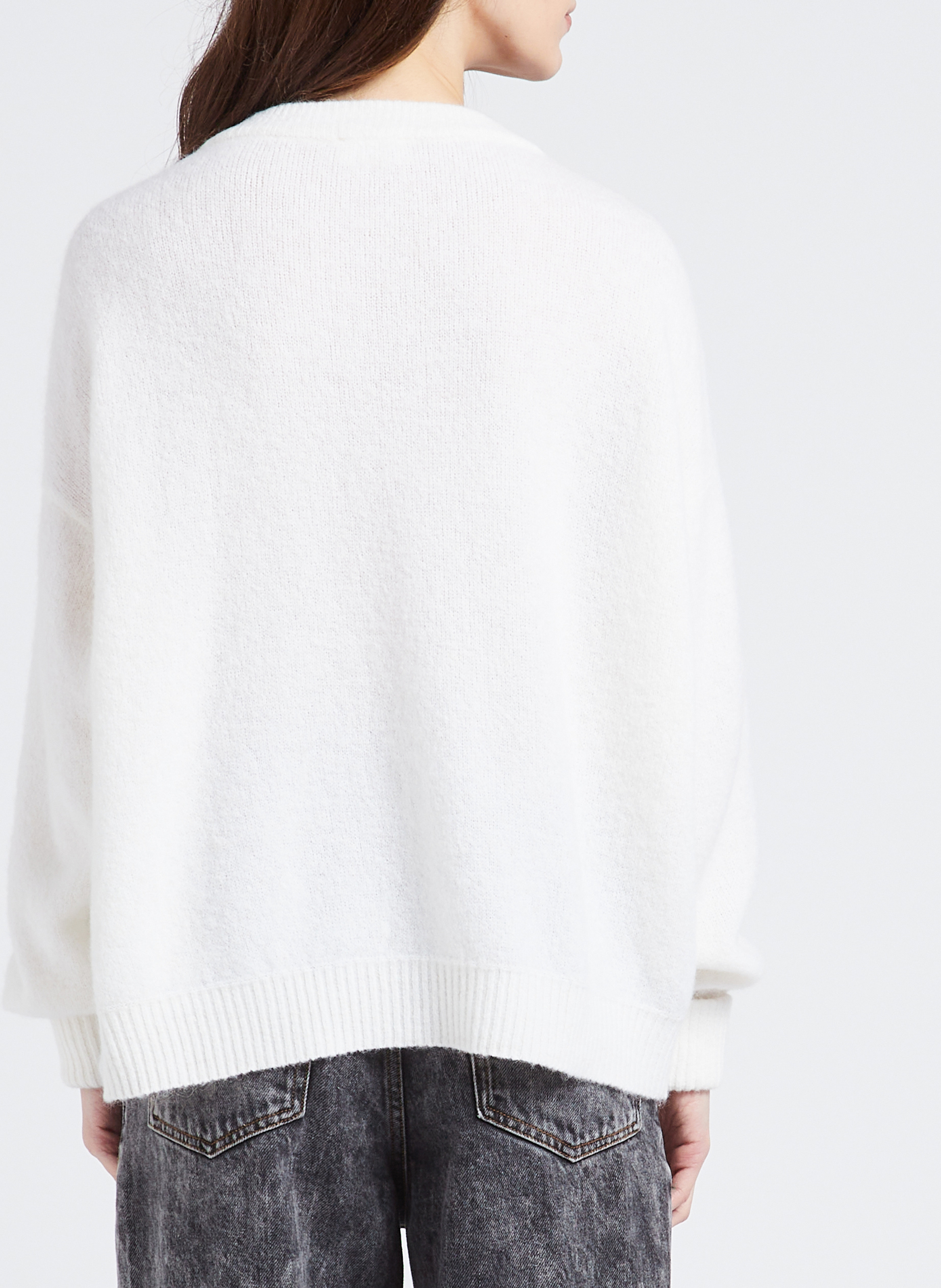 Pull ample col rond en laine mélangée vitow AMERICAN VINTAGE Blanc