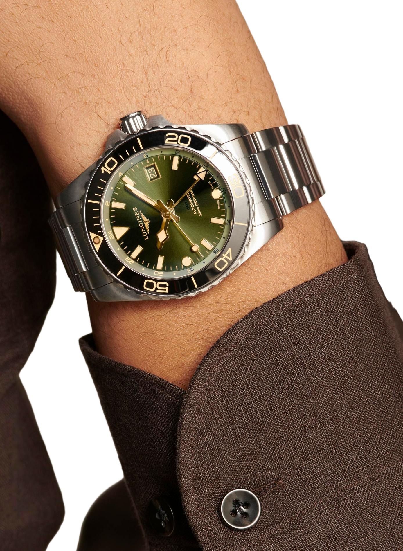 Montre automatique HydroConquest en acier inoxydable LONGINES Vert