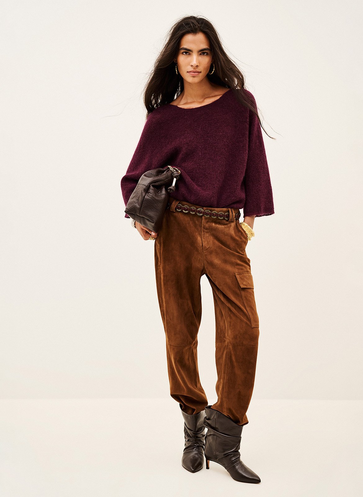 Cardigan ample en laine mélangée isaac BA&SH Violet