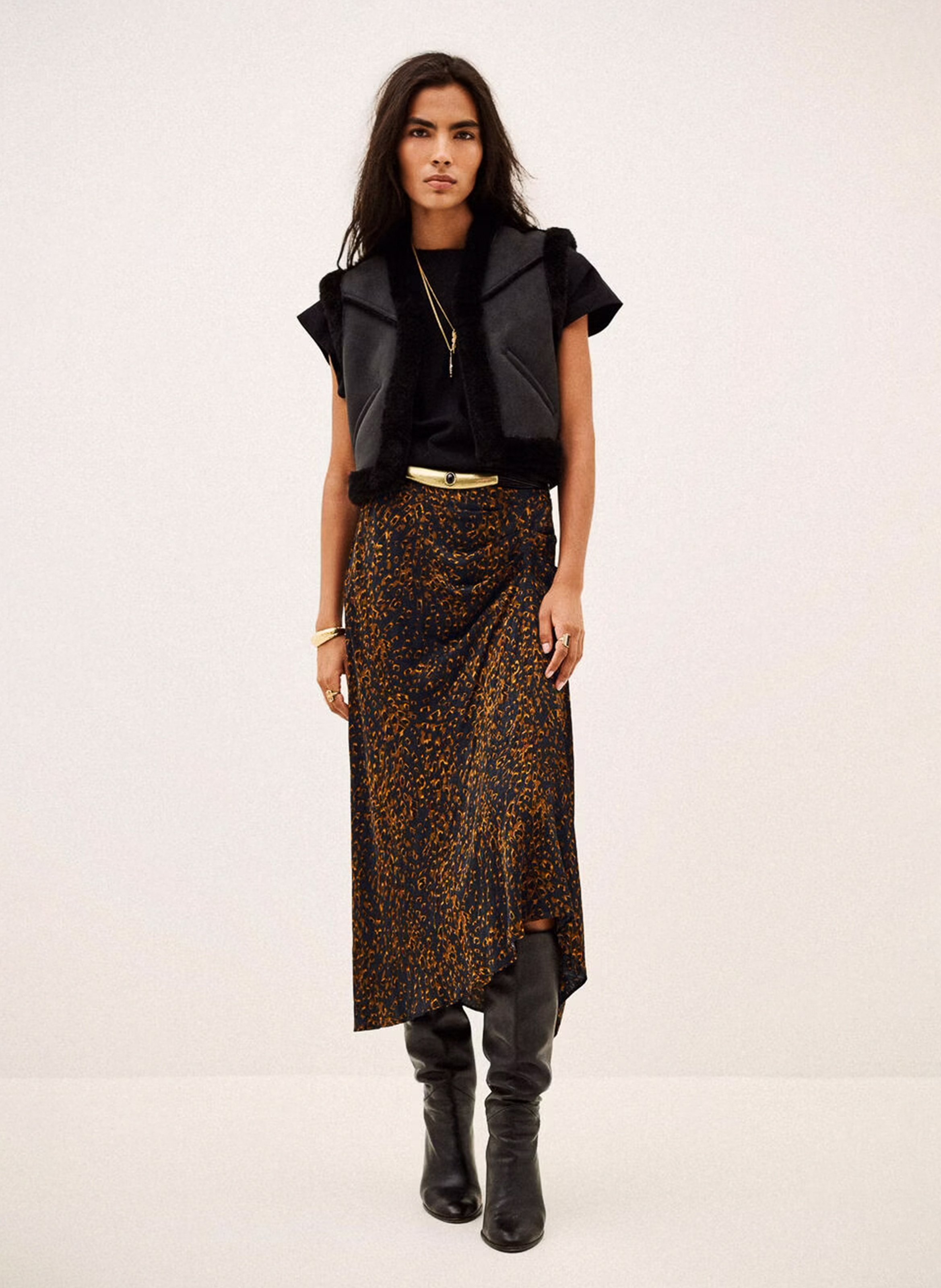 Jupe midi asymétrique à motifs hoema | Bleu BA&SH Femme