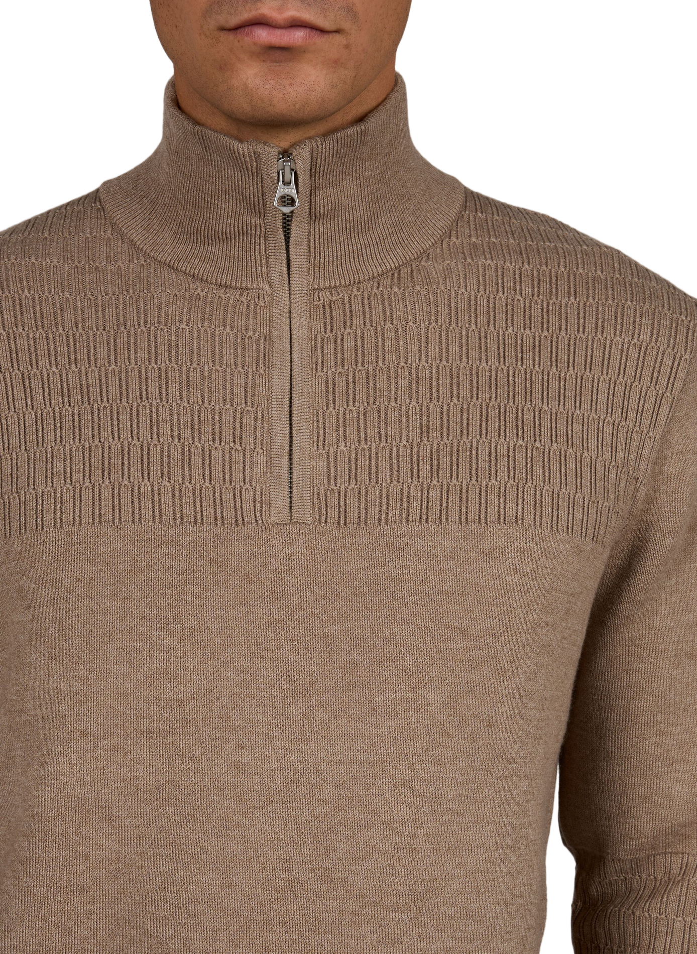 Zip-Up High-Neck Sweater SCHOTT Brown