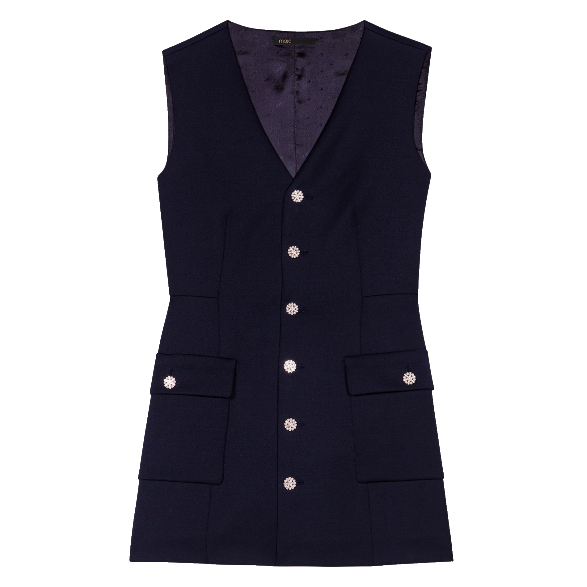 Robe cintrée col v MAJE Bleu