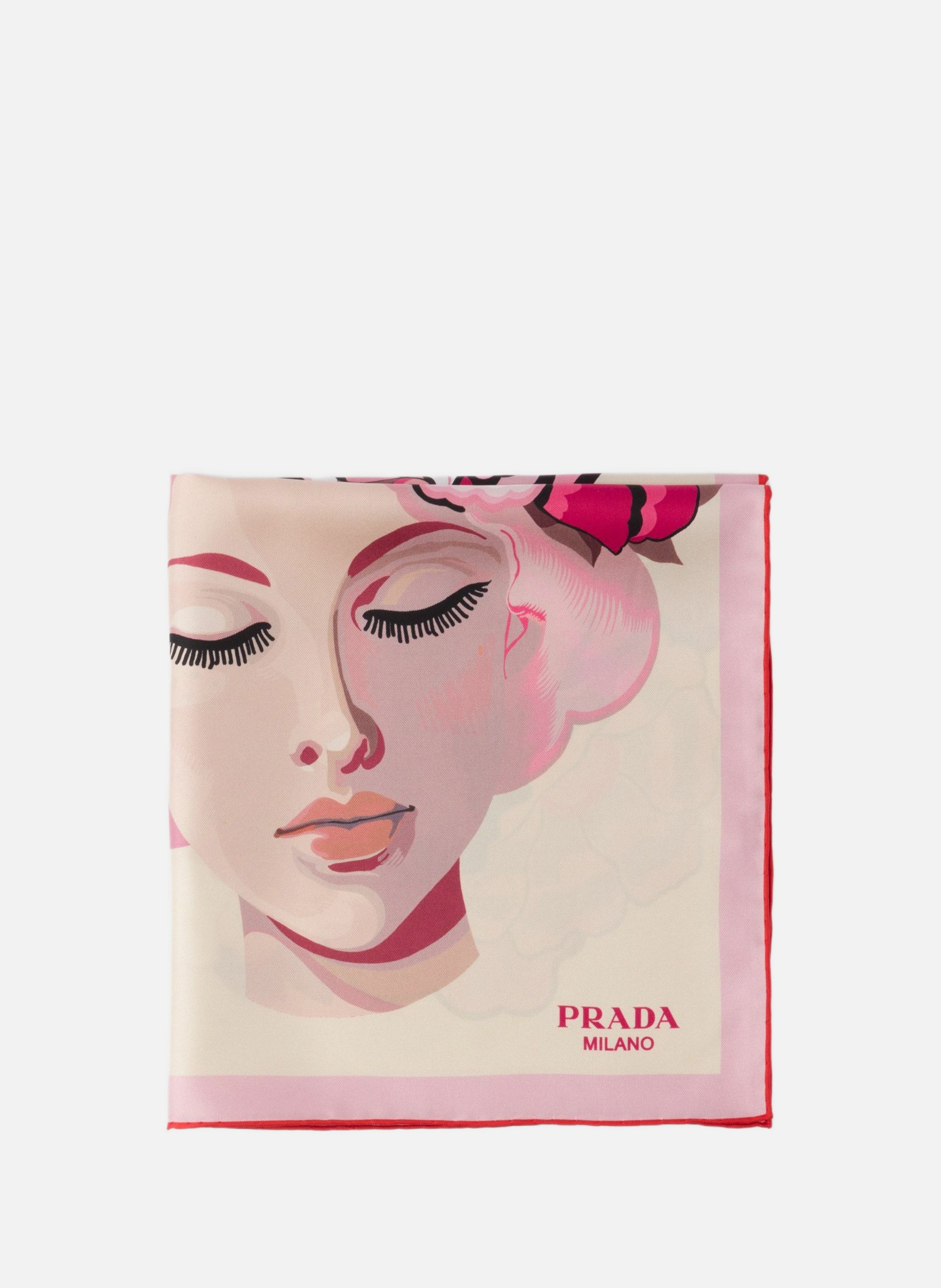 Foulard en sergé de soie imprimé 55 PRADA Rose
