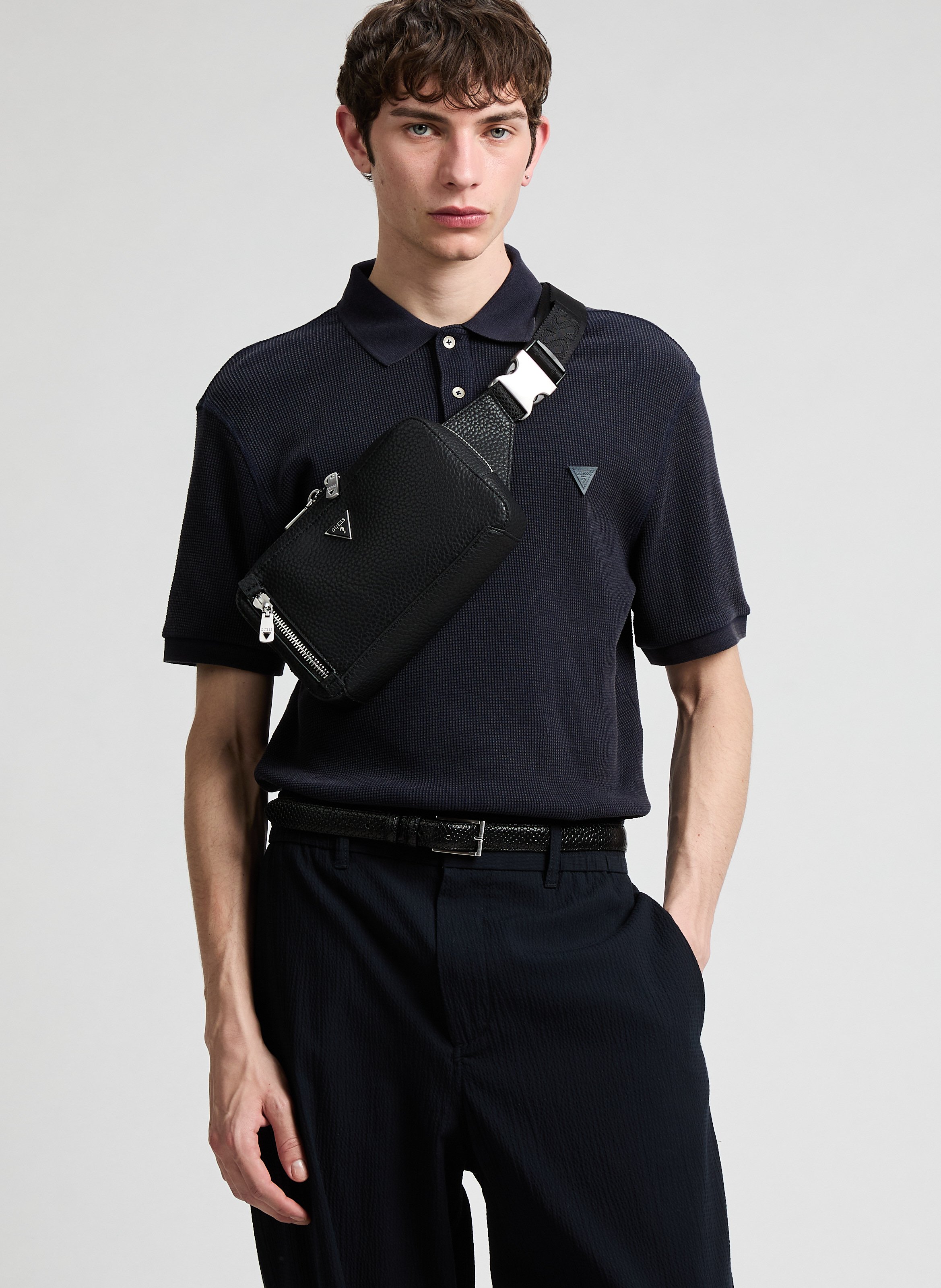 Grained waist bag GUESS Black