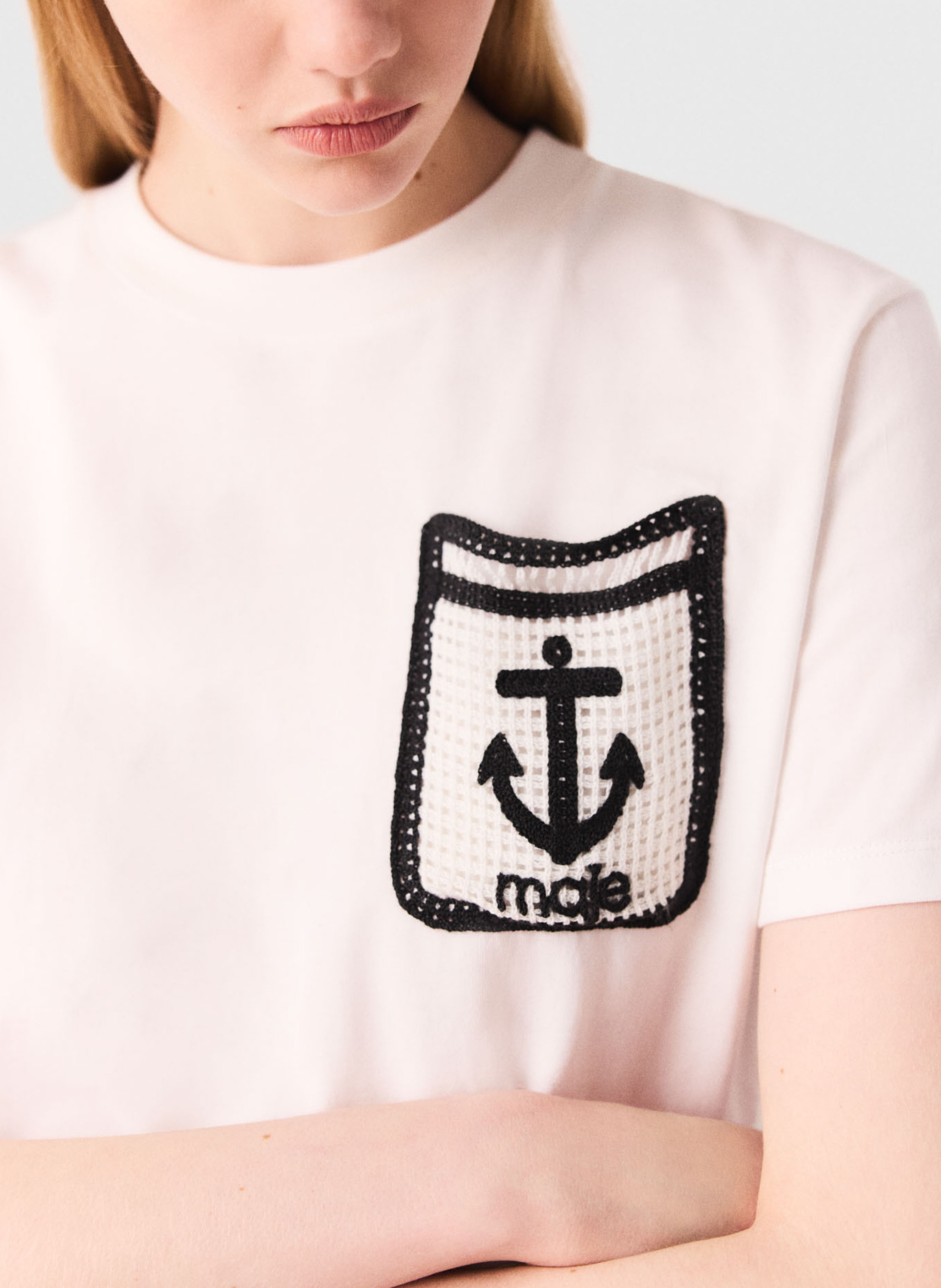 Tee-shirt col rond en coton Blanc