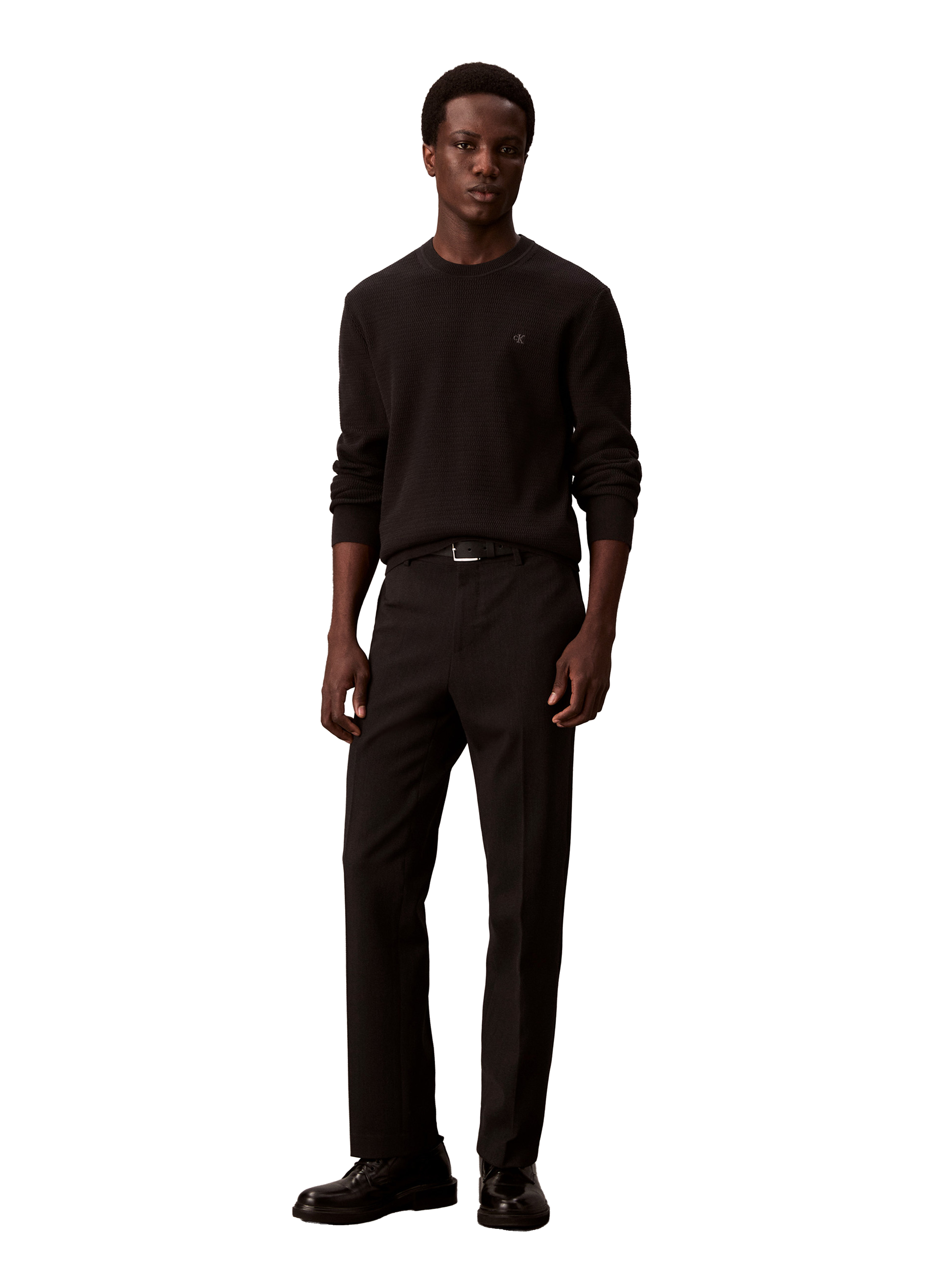 Pull en coton texturé CALVIN KLEIN Noir