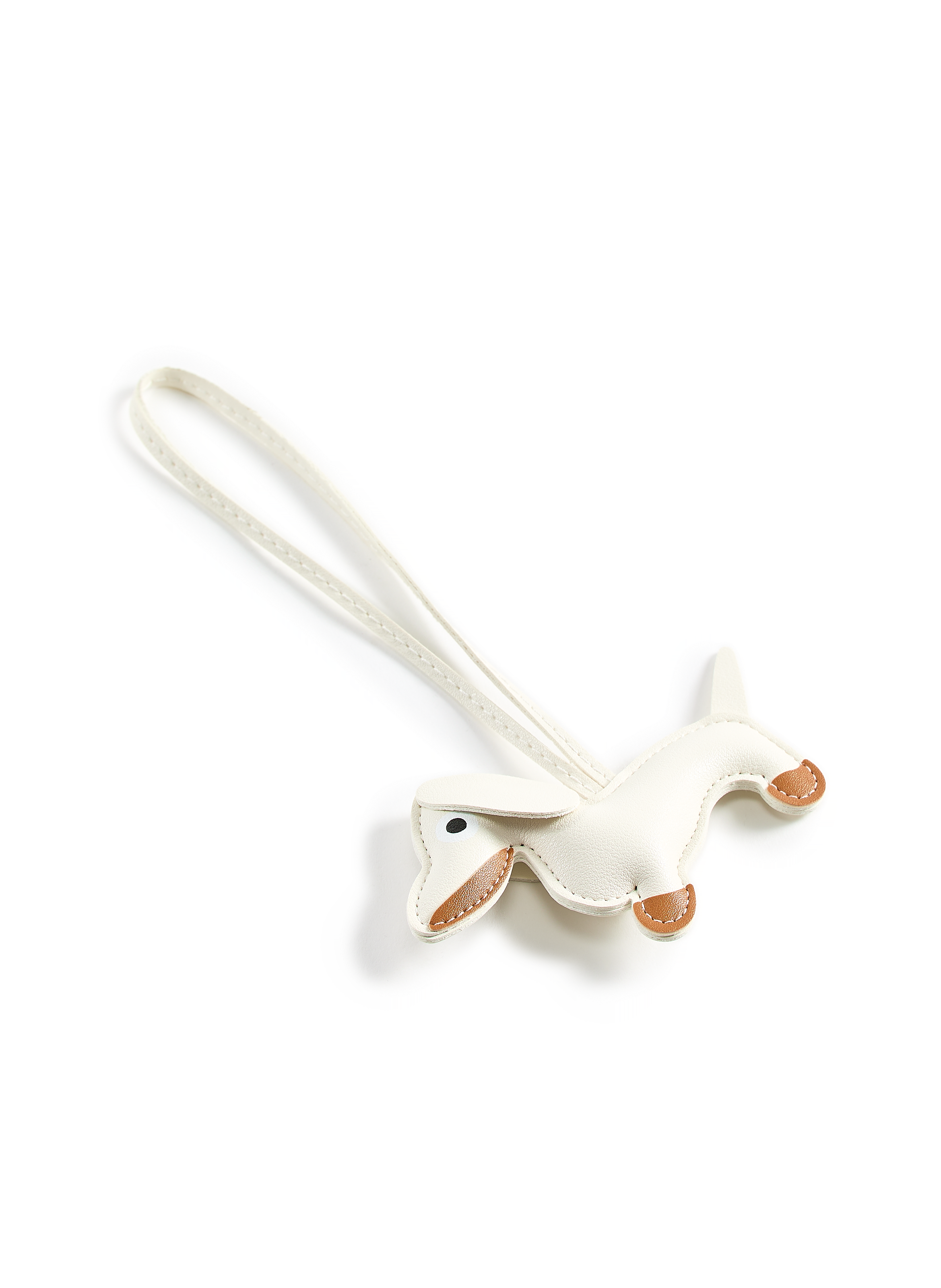 Dog-shaped leather keychain to attach AU PRINTEMPS PARIS White