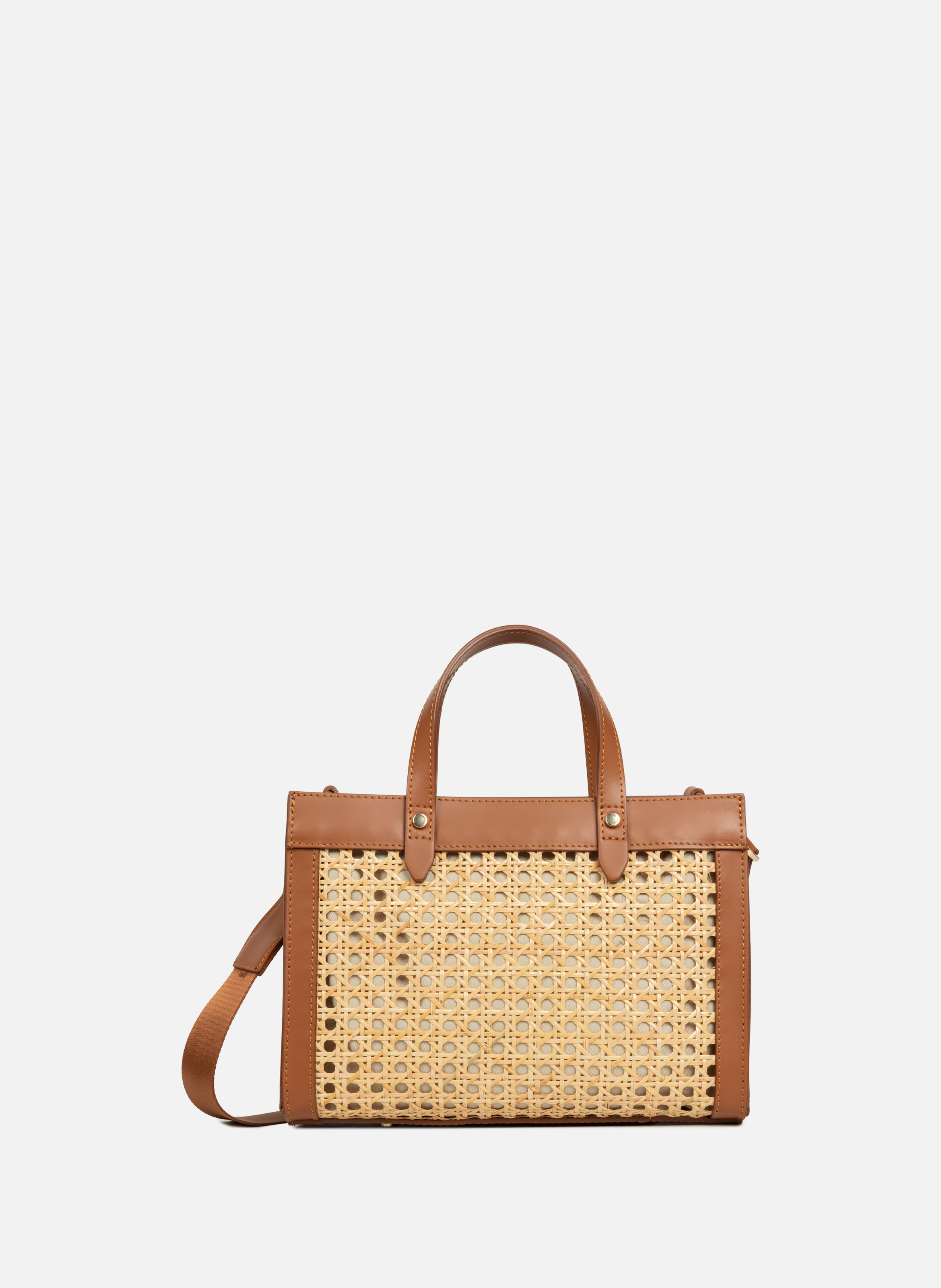 Small tote bag - Cannage Rotin LANCASTER Brown