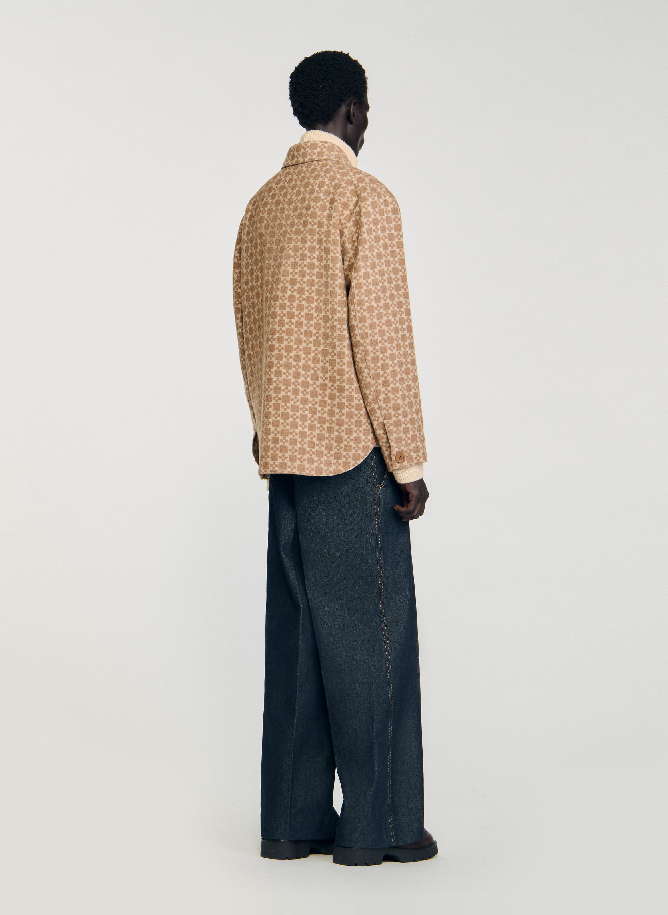 Blouson col classique en laine mélangée SANDRO Marron