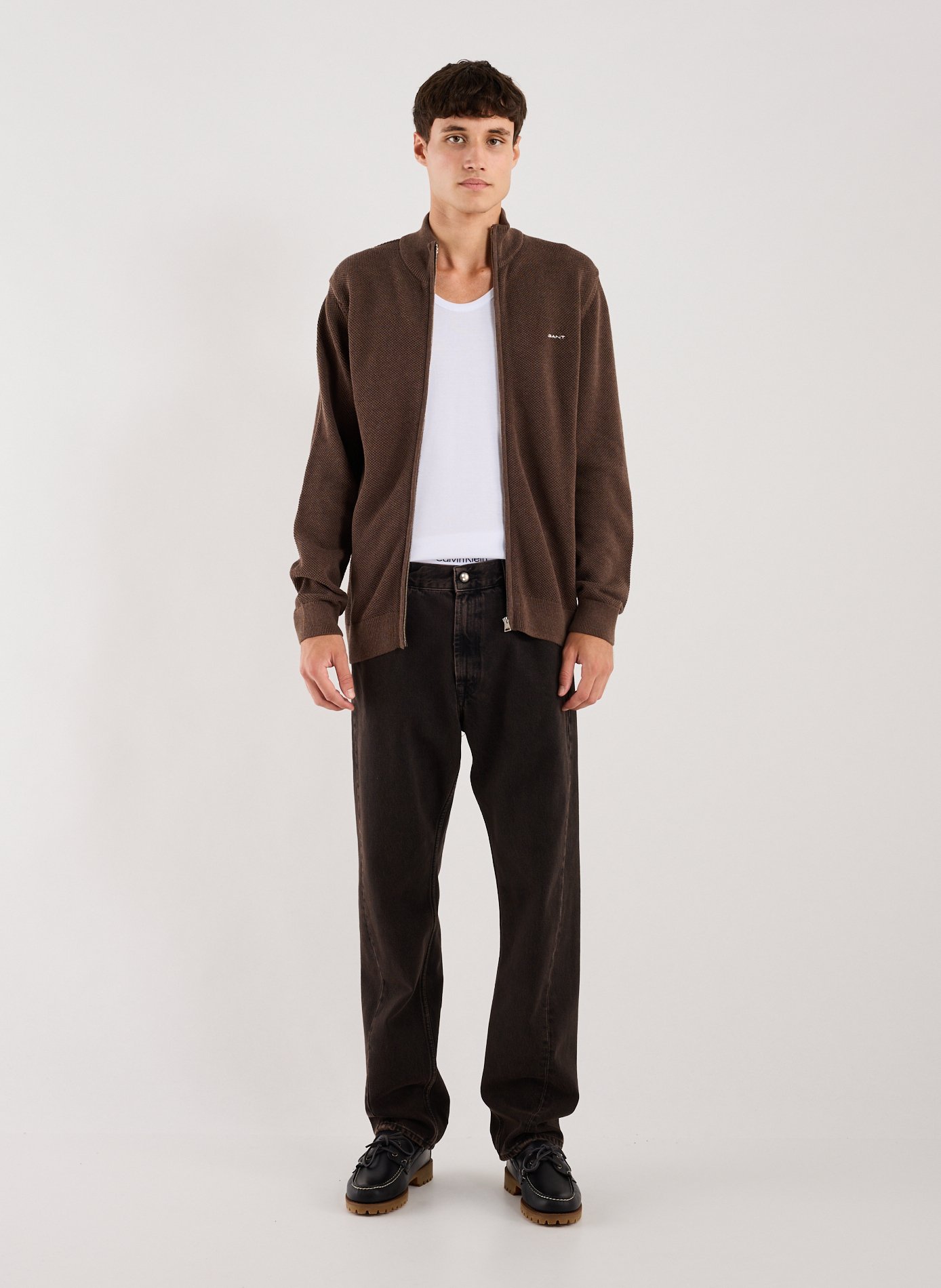 Gilet côtelé en coton GANT Marron