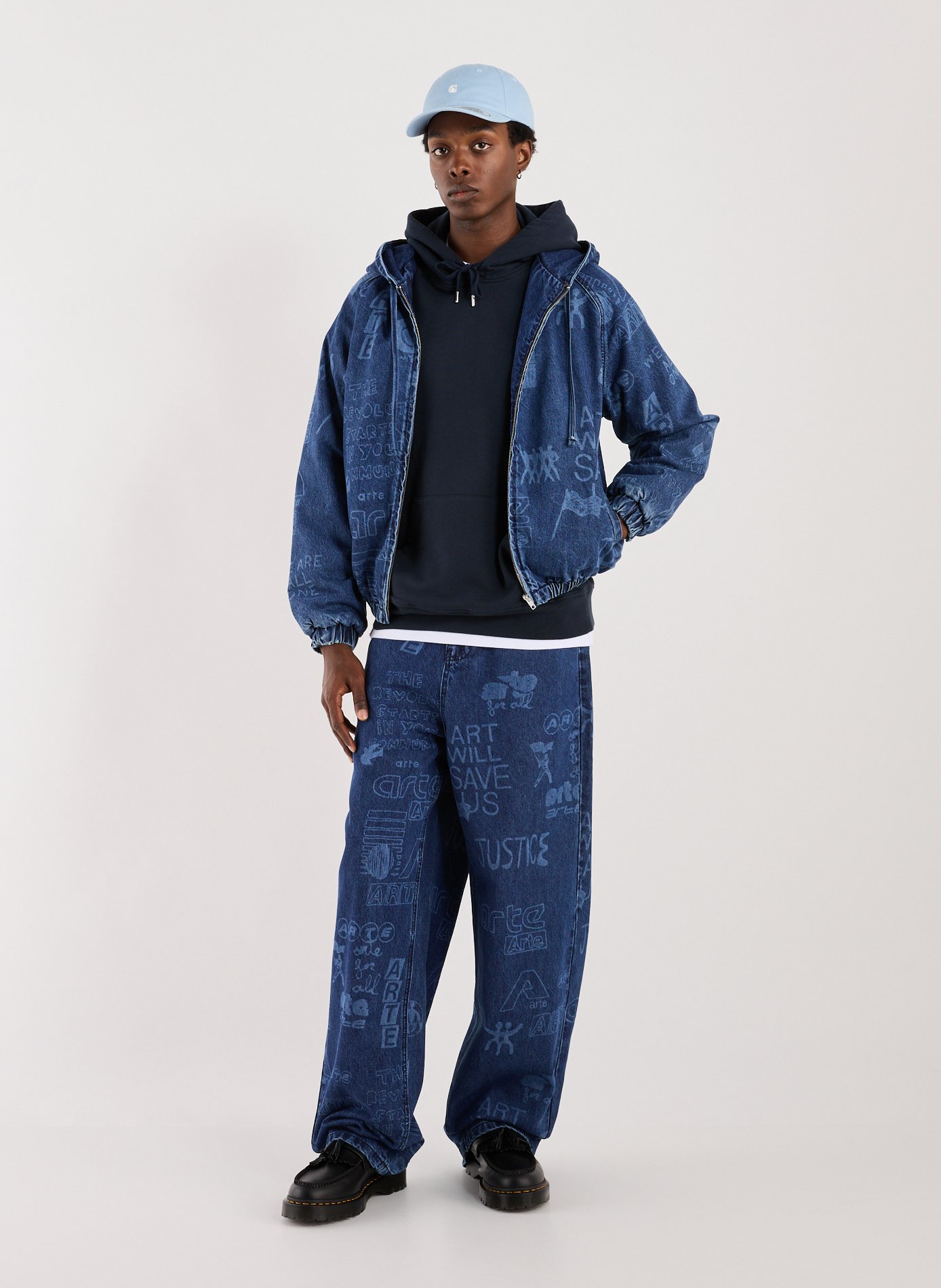 Oversized cotton hooded jacket ARTE ANTWERP Blue