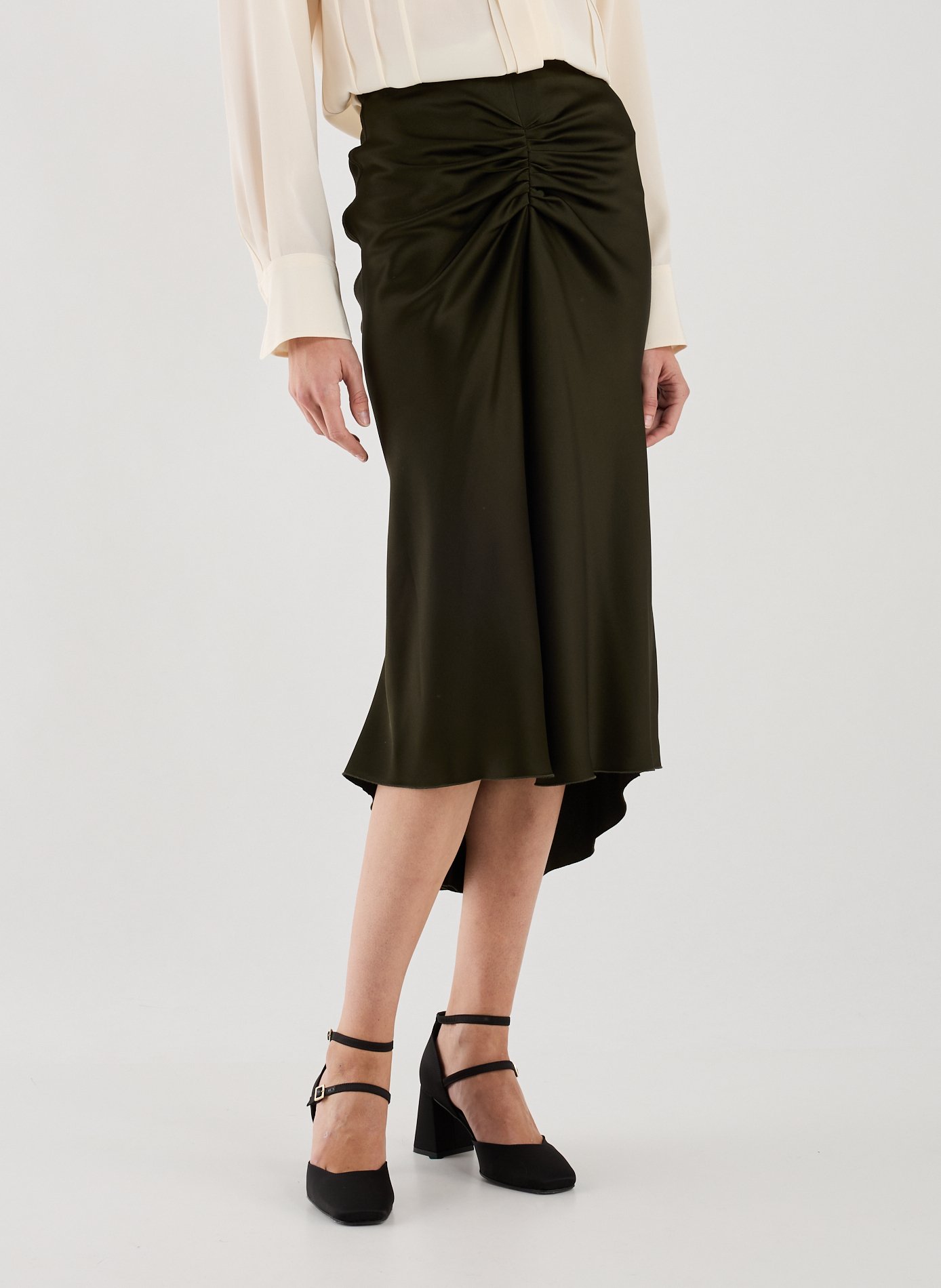 VICTORIA BECKHAM Satin midi skirt Green